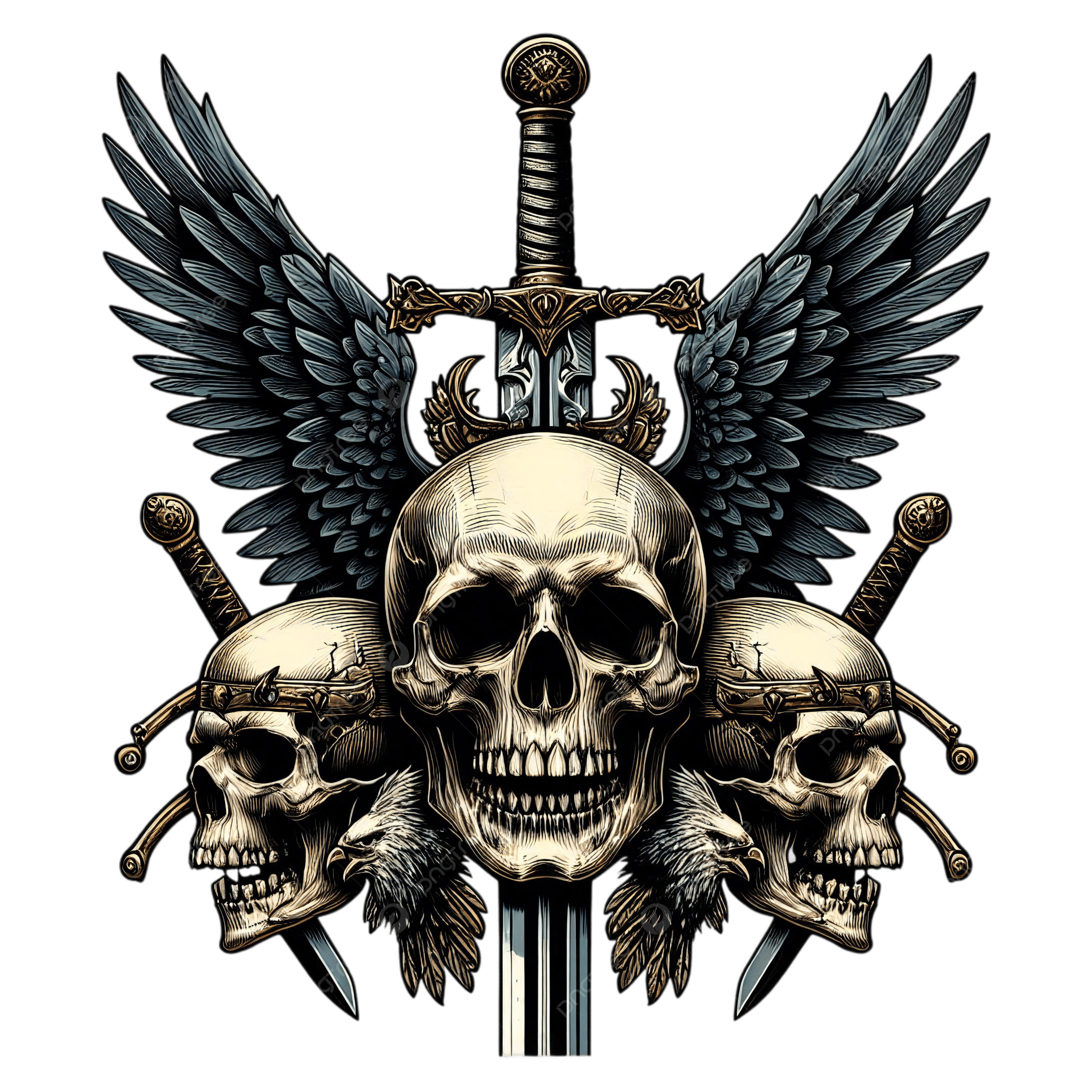2500x2500 A Skull With Sword And Swords On It, Skull, Printing, Head PNG Transparent Image and Clipart for Free Download