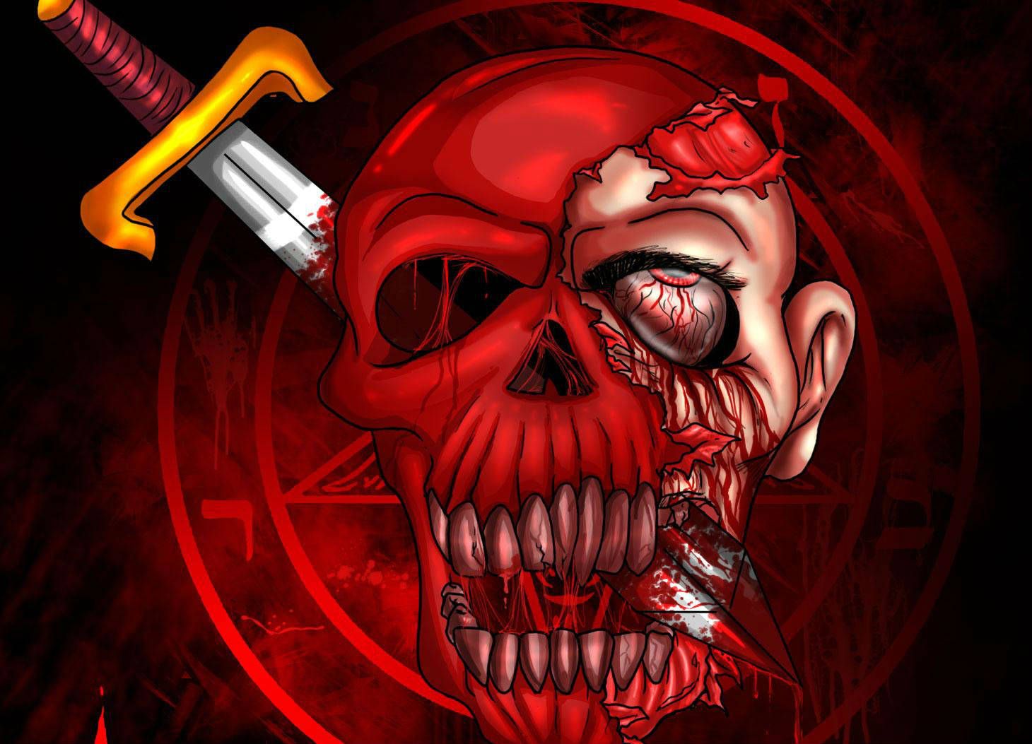 1460x1053 Evil Sword Through Skull Wallpaper