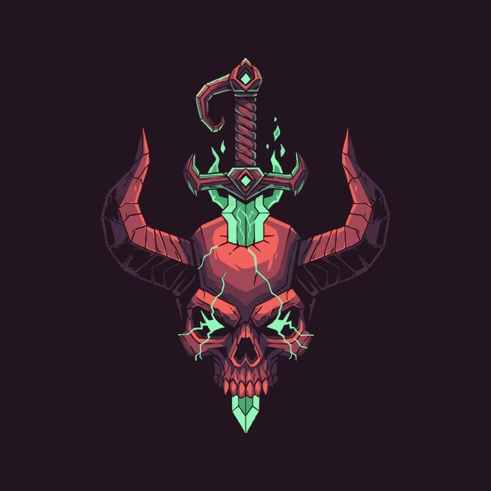 980x980 cursed sword in glowing demonic skull