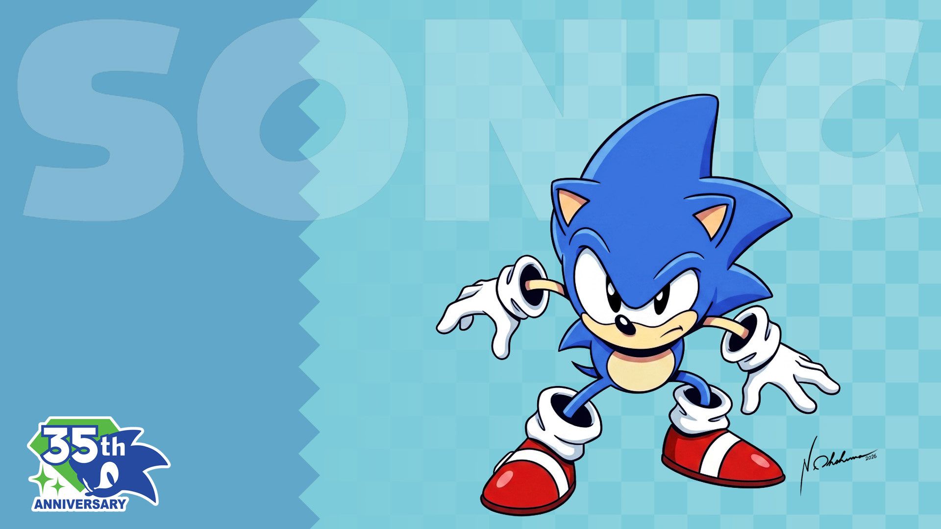 1920x1080 Sonic 35th Anniversary Art by Naoto Ohshima Chat Sonic Stadium