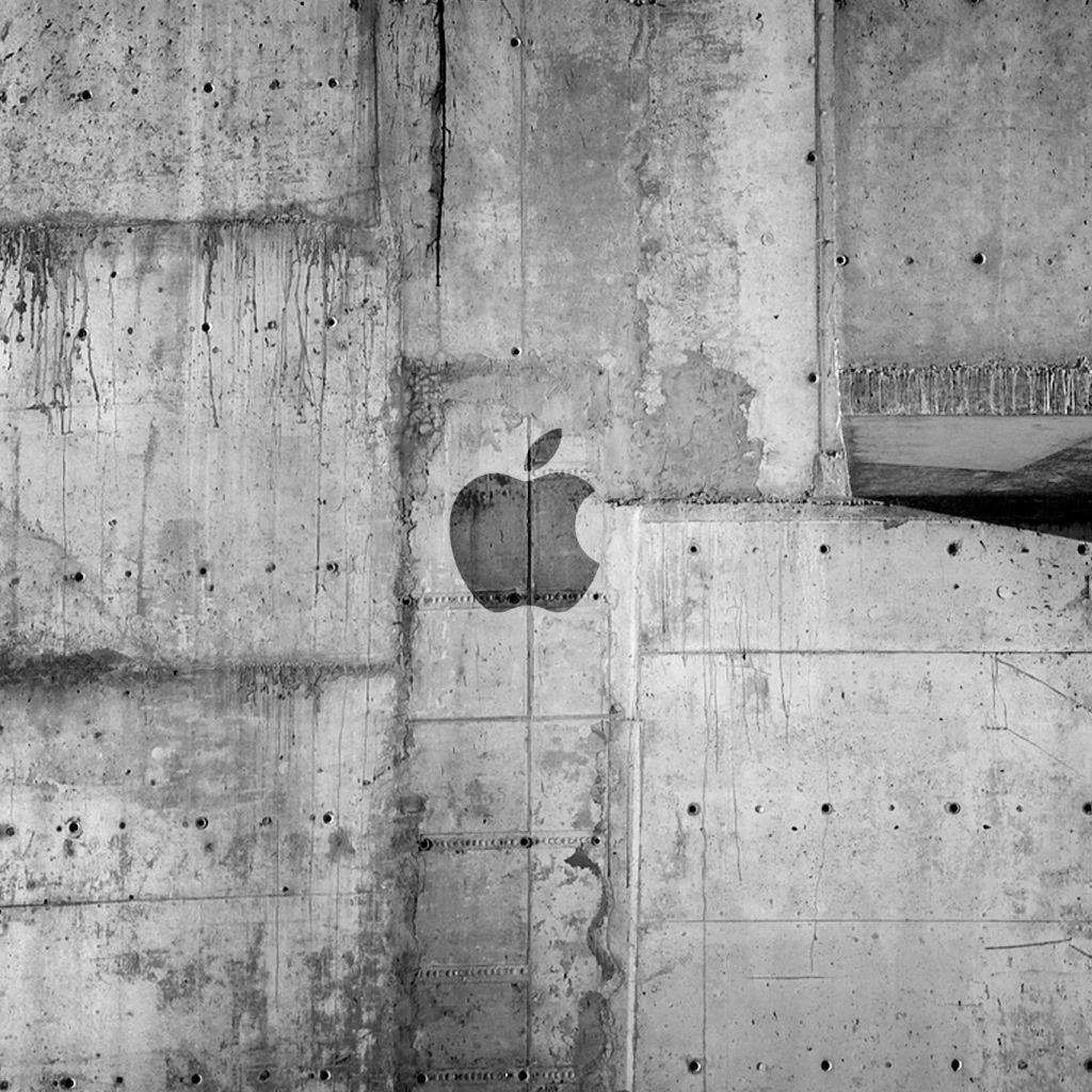 1024x1024 Apple Logo Concrete Wall iPad Wallpaper Free Download