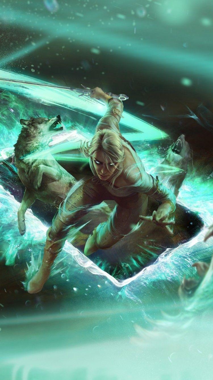 750x1334 Download 750x1334 Gwent: The Witcher Card Game, Ciri, Wolves Wallpaper for iPhone iPhone 6
