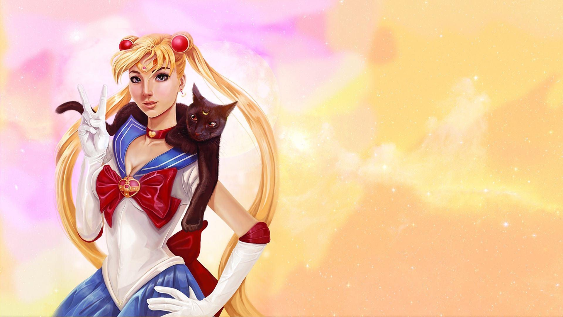 1920x1080 Real Life Sailor Moon and Luna Moon Wallpaper