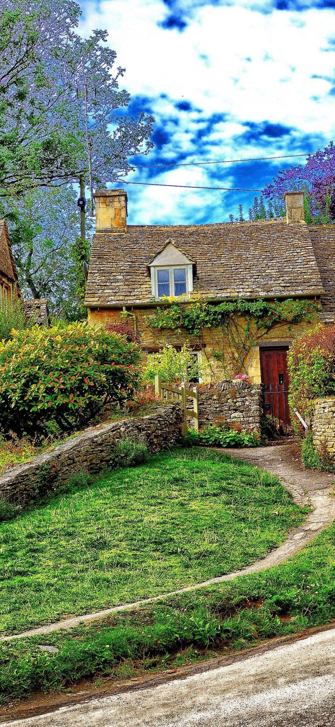 1125x2436 Download 1125x2436 England, Cotswolds, Houses, Garden, Fences Wallpaper for iPhone X