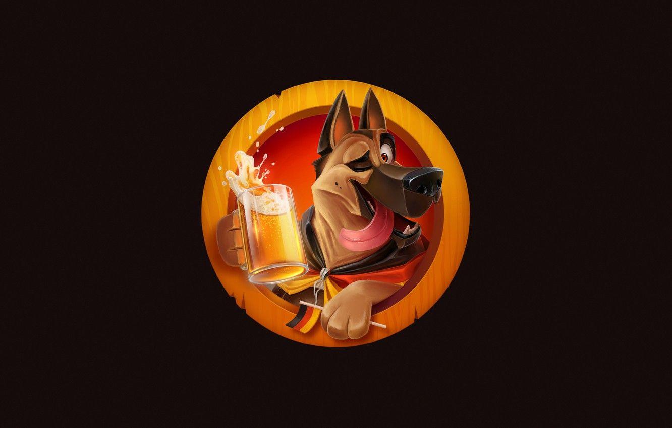 1332x850 Wallpaper Minimalism, Dog, Germany, Glass, Style, Flag, Beer, Shepherd, Dog, Glass, Germany, Style, Flag, Minimalism, Drink, German Shepherd image for desktop, section минимализм