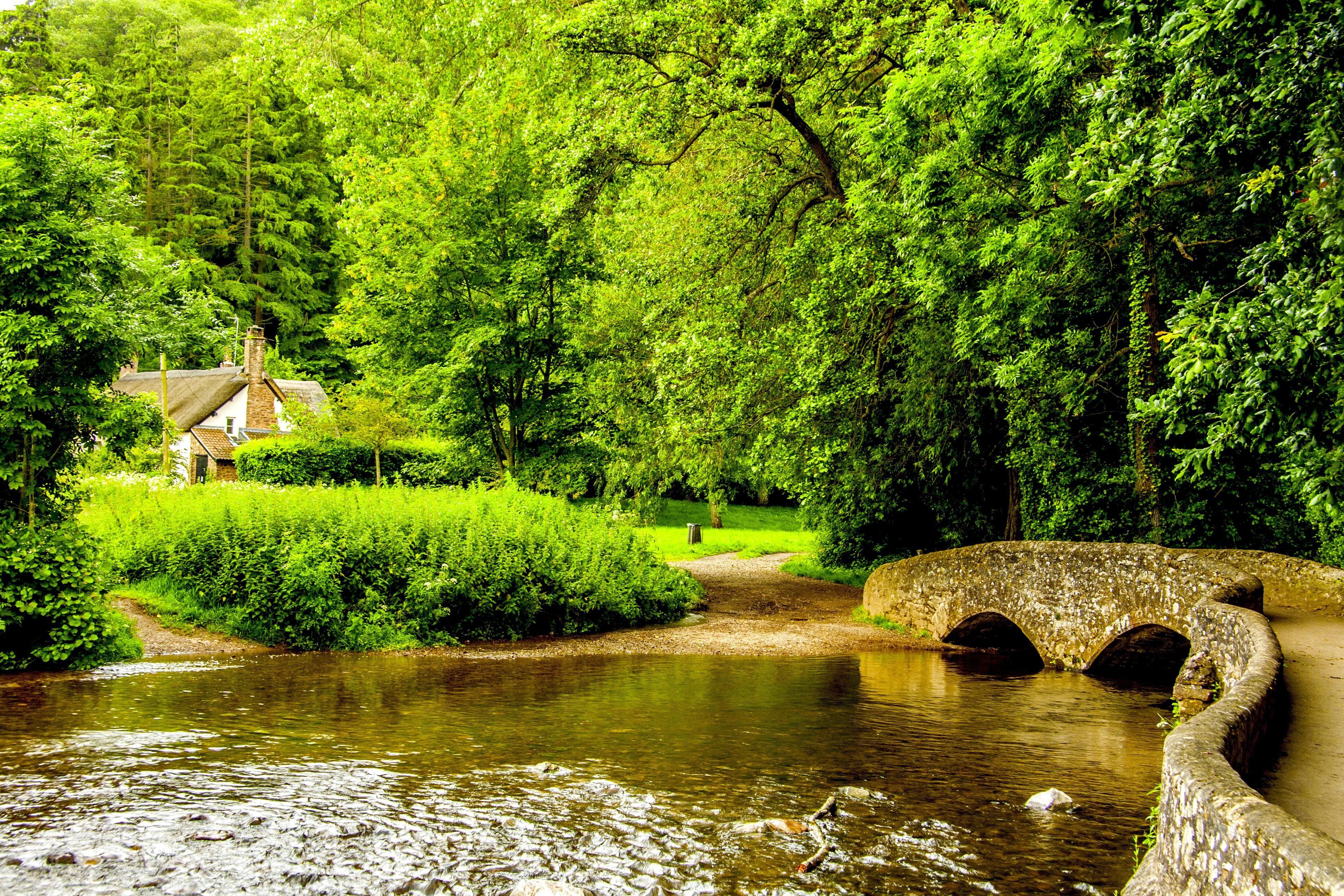 3888x2592 dunster village somerset england HD Wallpaper. Somerset england, Bridge wallpaper, River house