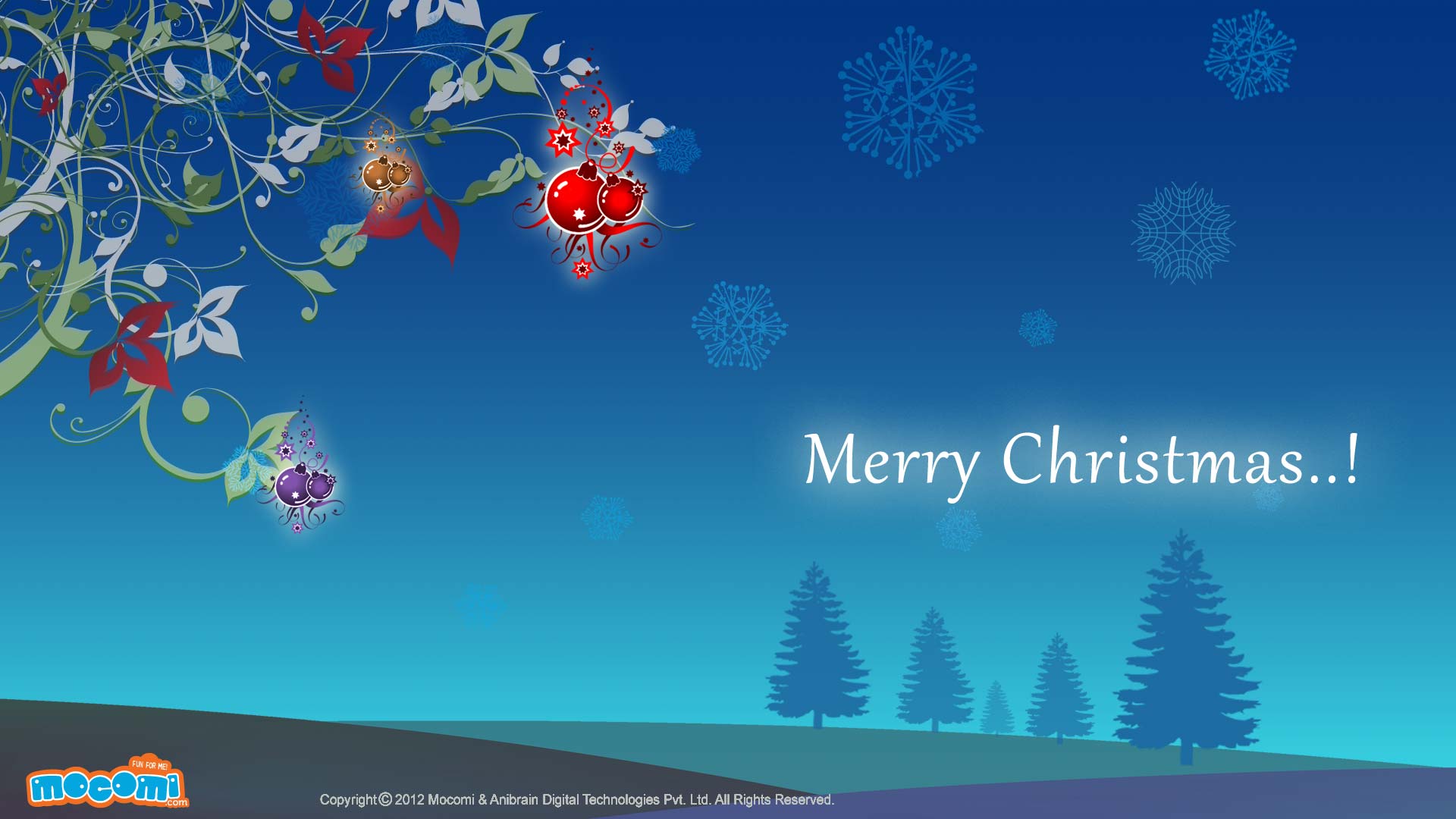 1920x1080 Christmas Trees and Snow Wallpaper for Kids