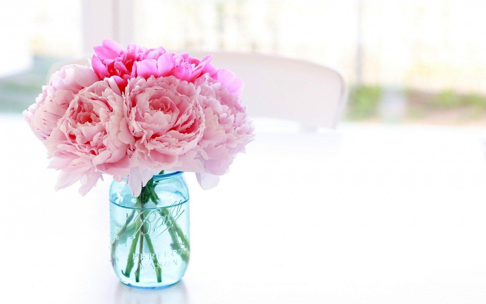1680x1050 Pink Peonies Flowers in a Vase Wallpaper. HD Desktop Background