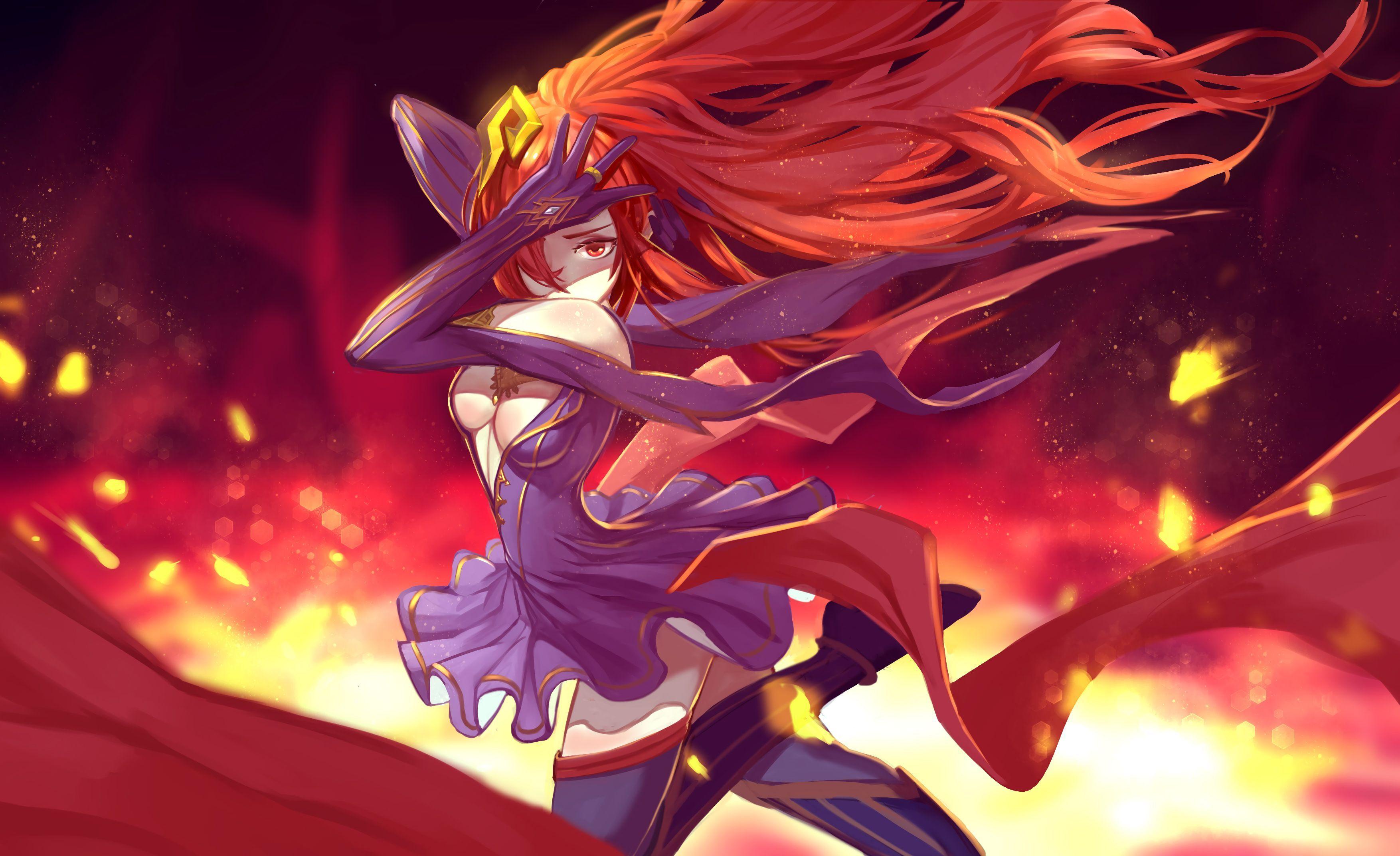 3508x2144 Elementalist Lux (Magma) by LiHaojie (4) HD Wallpaper Background Fan Art Artwork League of Legends lol