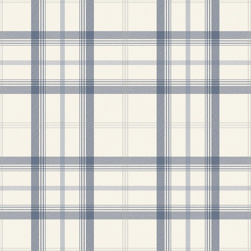 1000x1000 In. X 10 In. Cambridge Blue Plaid Wallpaper Sample 2900 40541SAM Home Depot