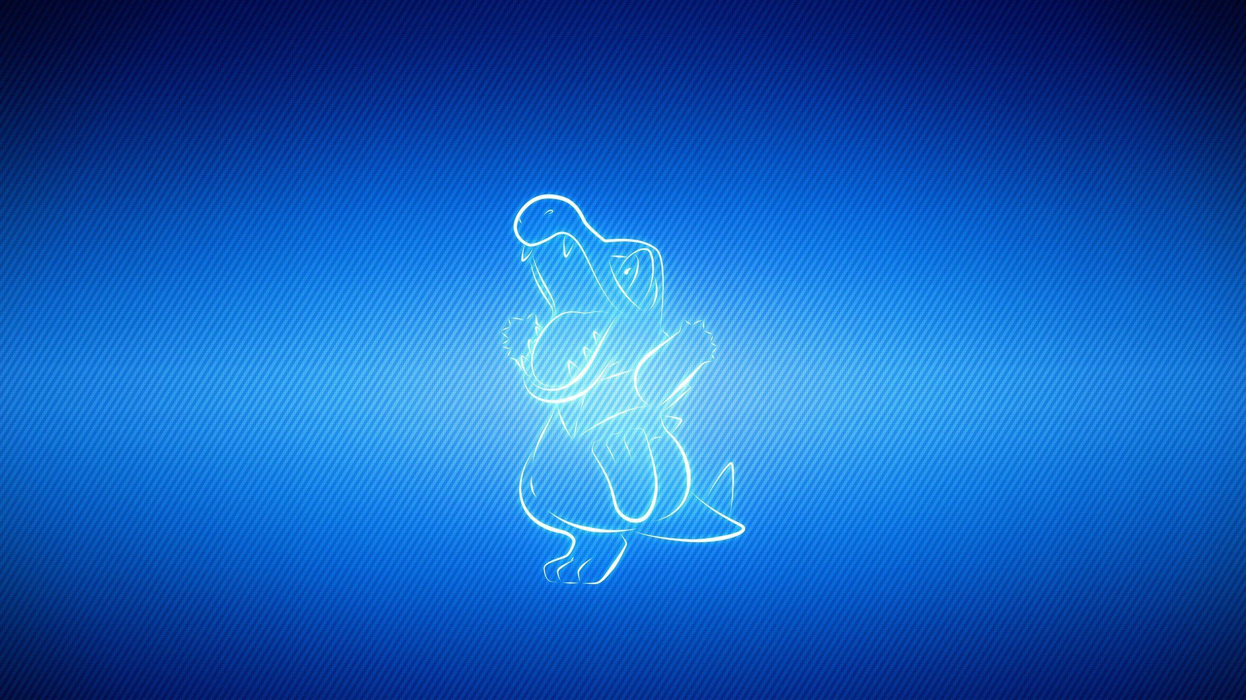 2560x1440 Download wallpaper 2560x1440 pokemon, background, blue, totodile widescreen 16:9 HD background