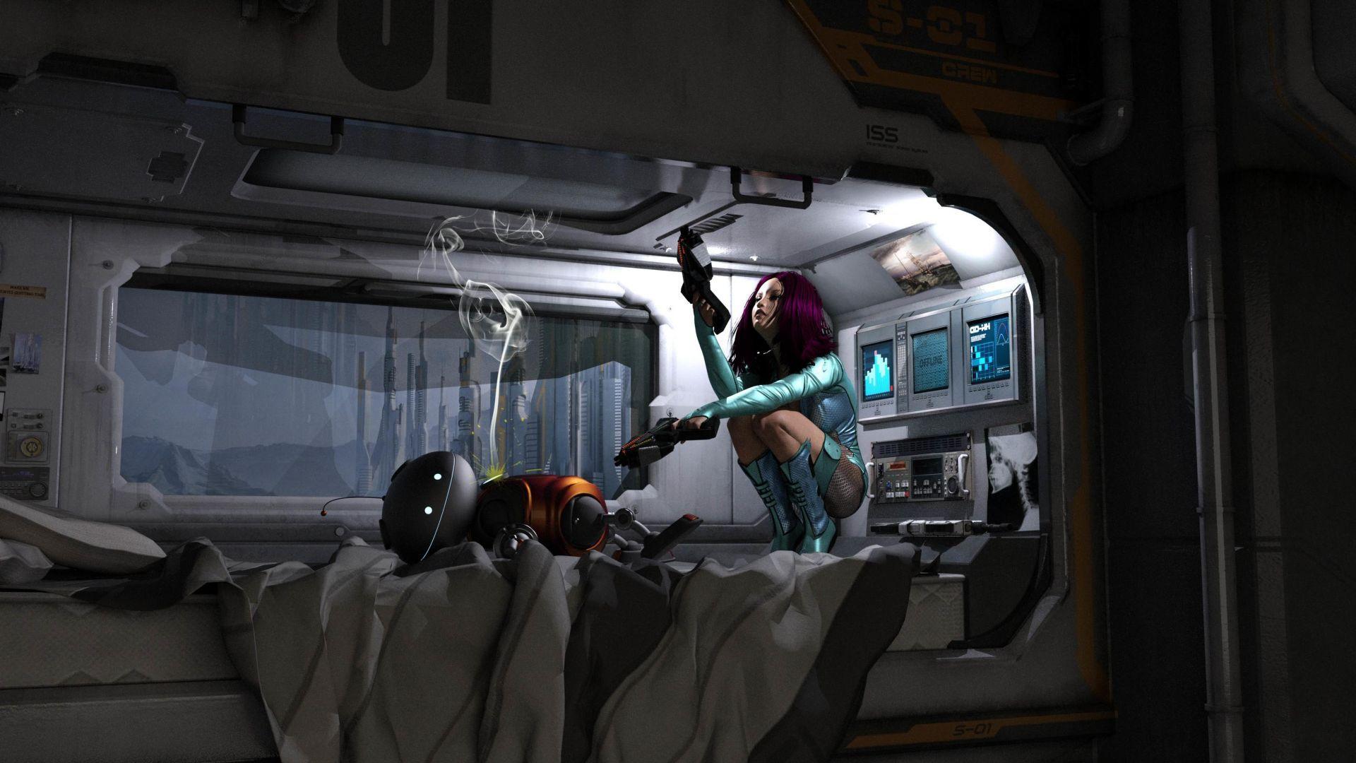 1920x1080 Sci Fi Girl 7 3D Desktop HD Wallpaper