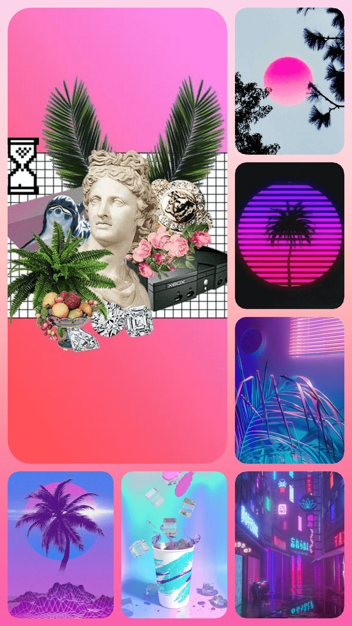 1152x2048 Vaporwave moodboard phone wallpaper
