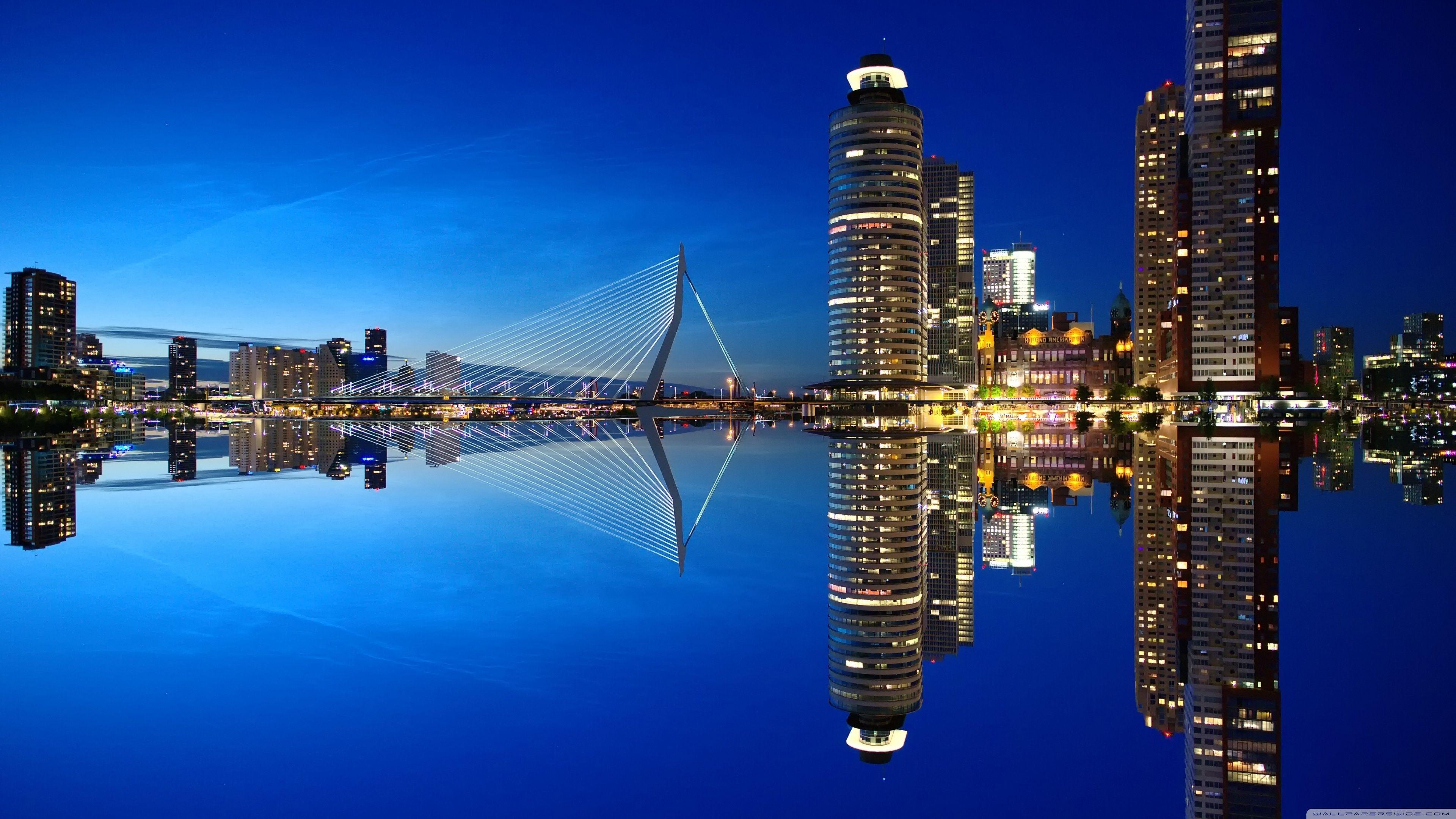 3840x2160 Rotterdam Skyline Night ❤ 4K HD Desktop Wallpaper for 4K Ultra HD