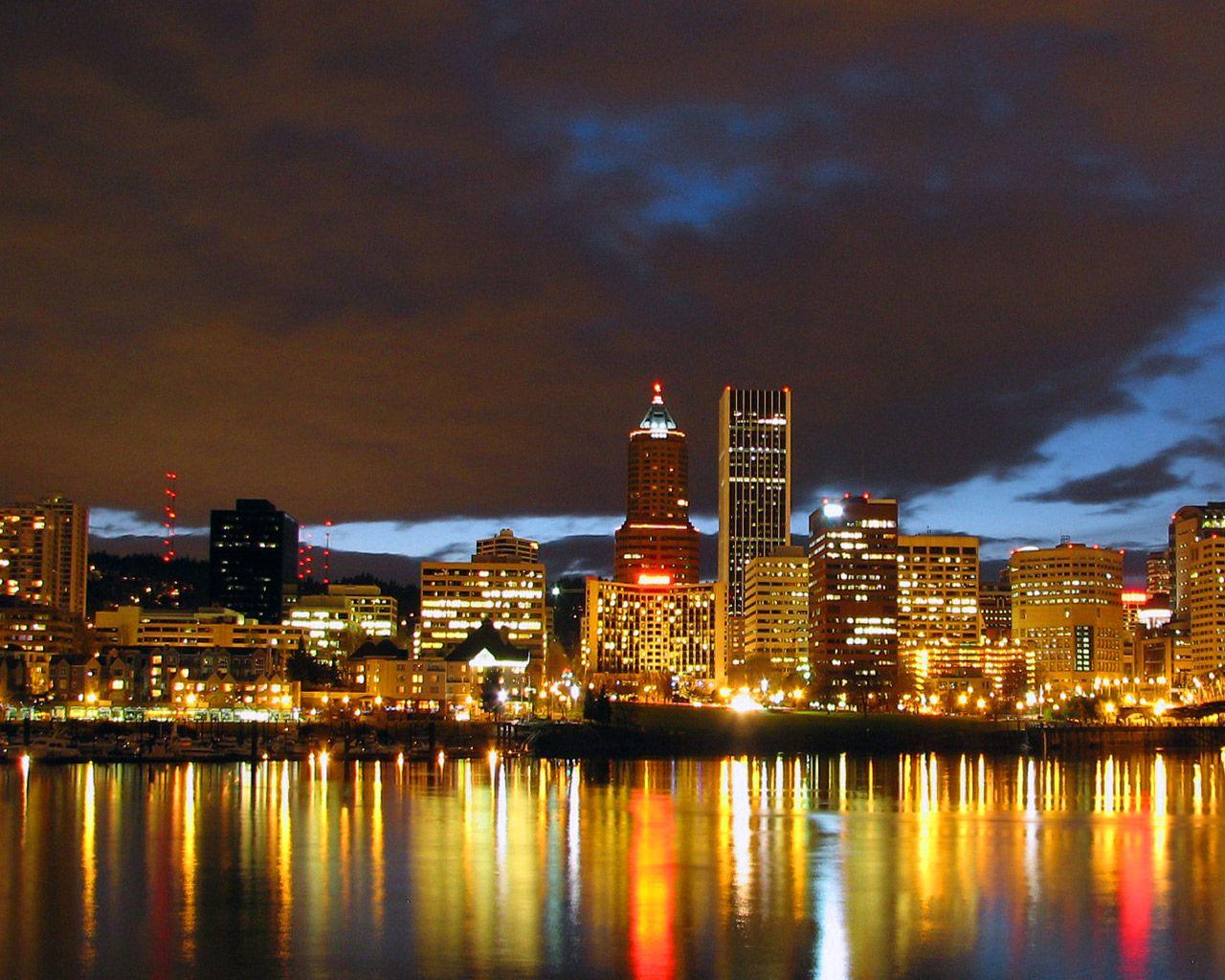 1280x1024 Portland image Portland Cityscape at Night HD wallpaper