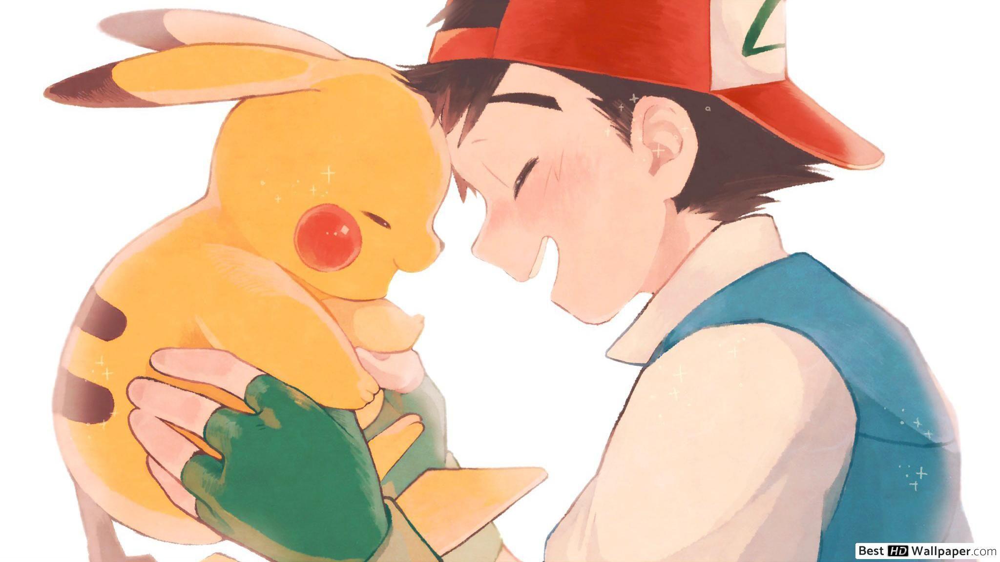 2048x1152 Ash Ketchum & Pikachu HD wallpaper download