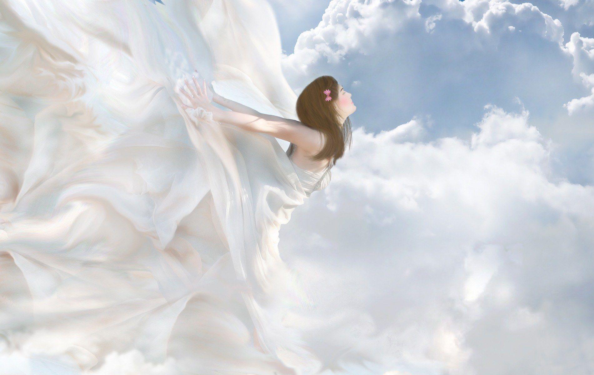 Hình nền Cô gái thiên thần trên mây 1900x1200 từ hình nền Cổ tích