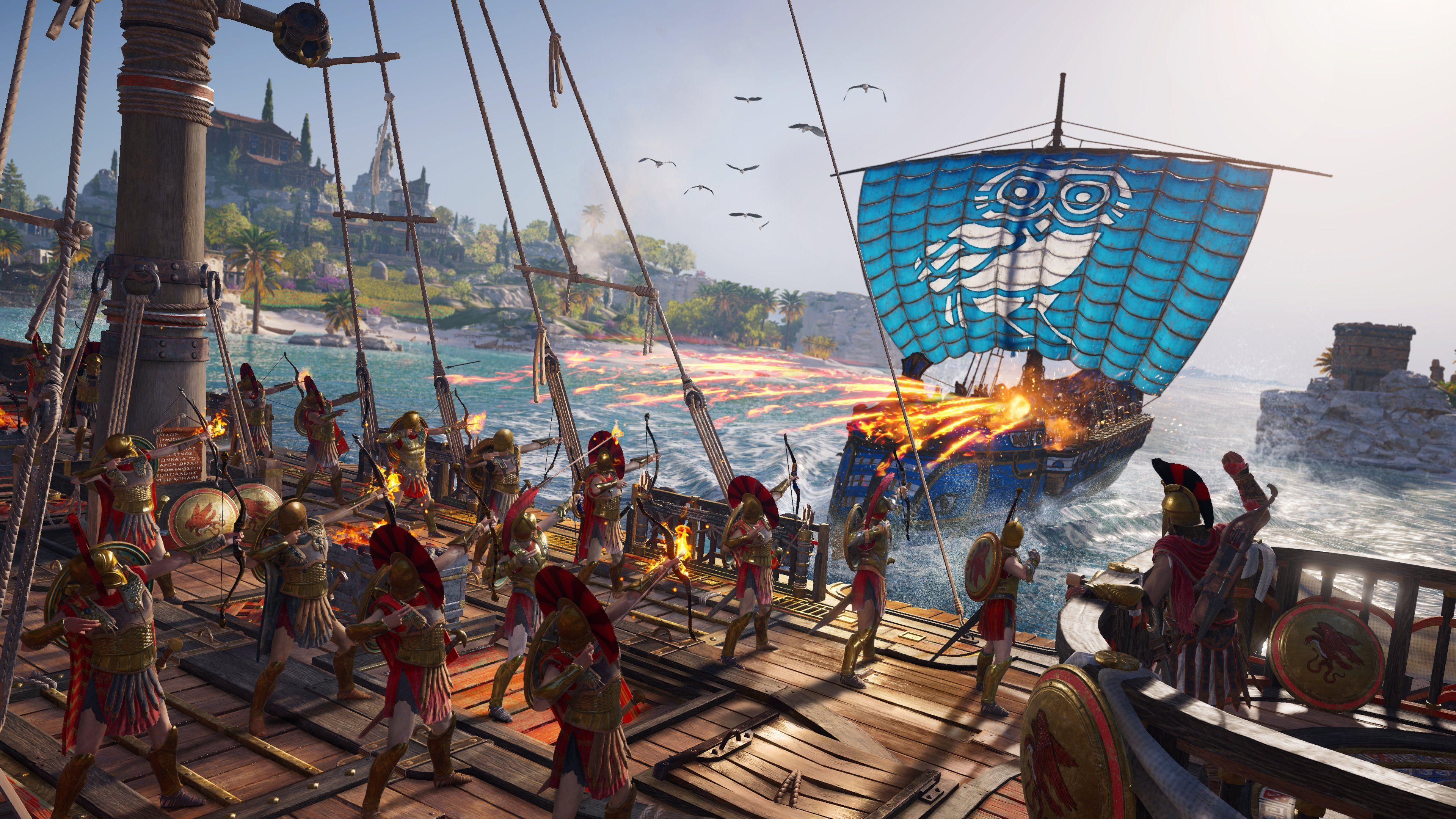 3840x2160 Assassin's Creed Odyssey Ship Battle 4K