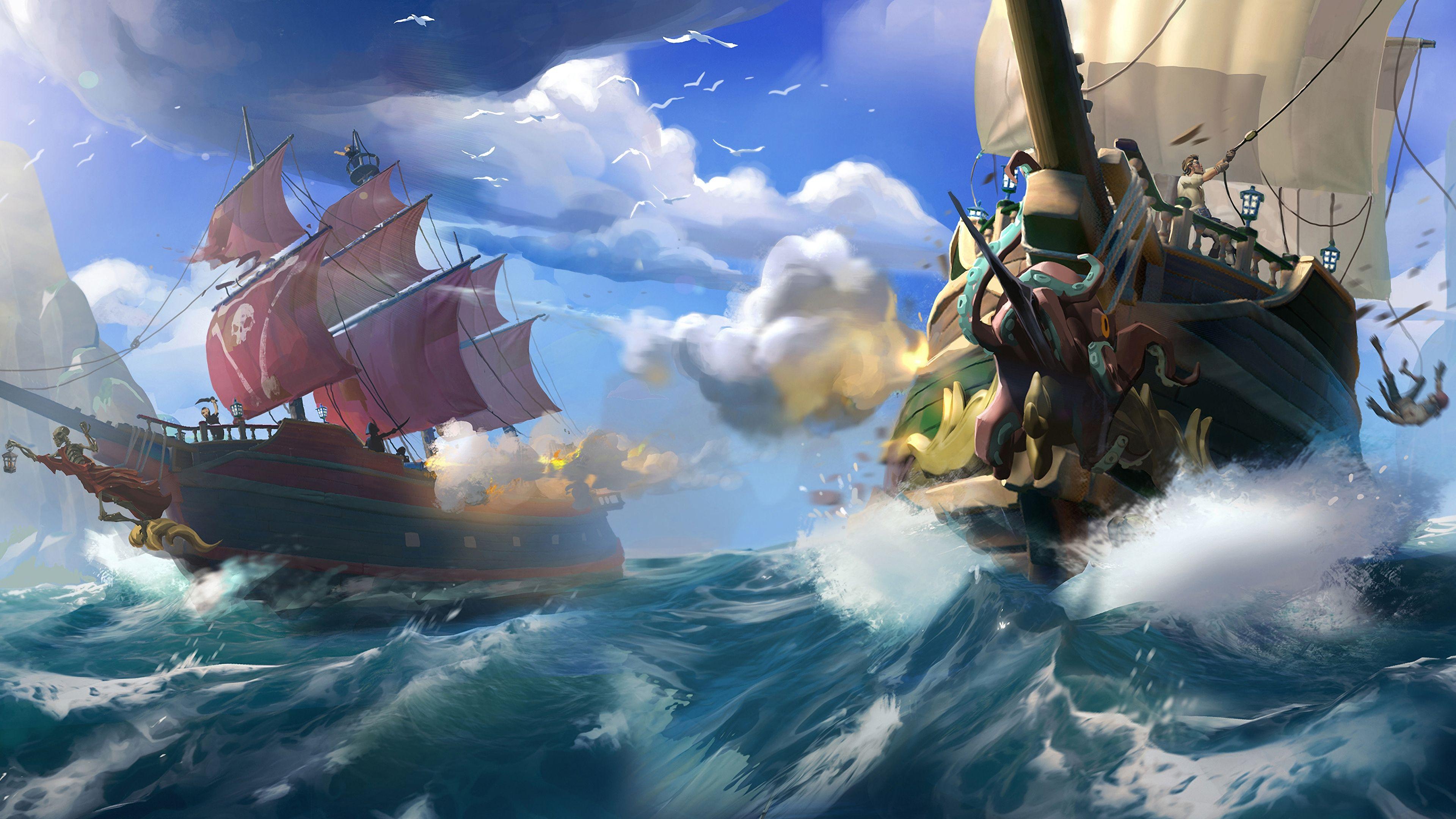 3840x2160 Sea of Thieves Ship Battle 4K