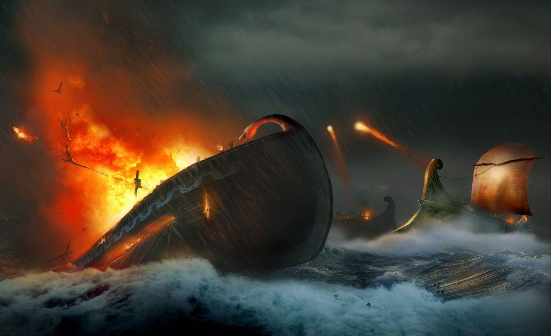 1770x1080 Longboat Sea Battle Of Conan Wallpaper