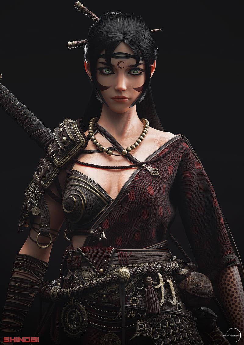 800x1132 HD 3D warrior girl wallpaper