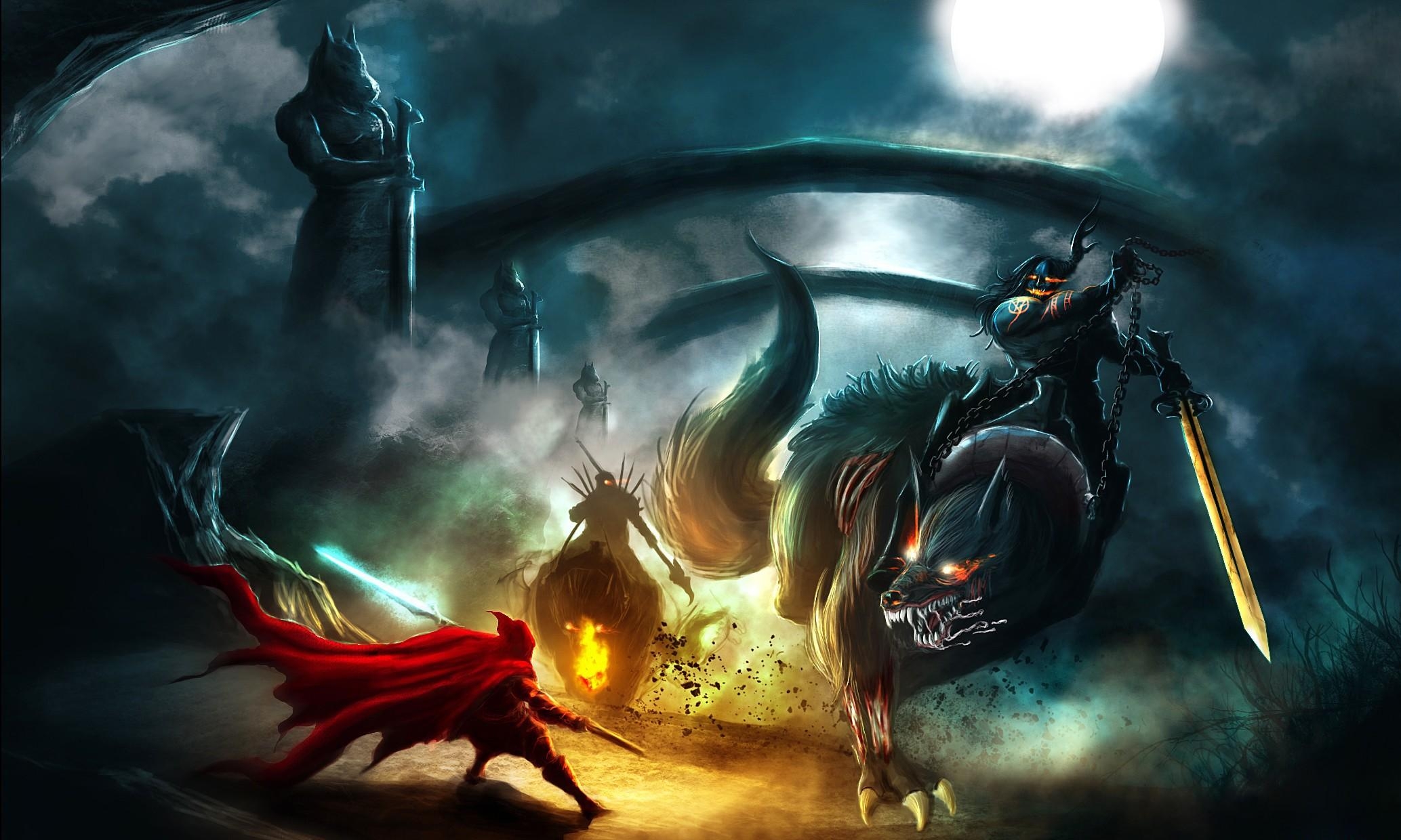 2067x1240 creatures, monsters, battle Wallpaper, HD Fantasy 4K Wallpaper, Image and Background