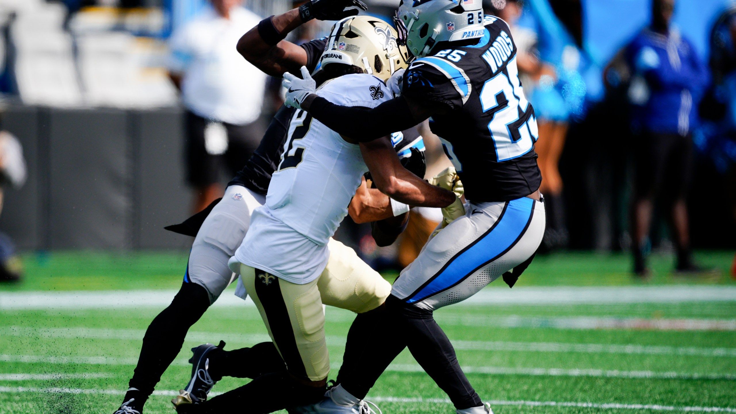 2560x1440 Saints WR Chris Olave discharged from hospital after concussion, to return to New Orleans with team. WLNS 6 News