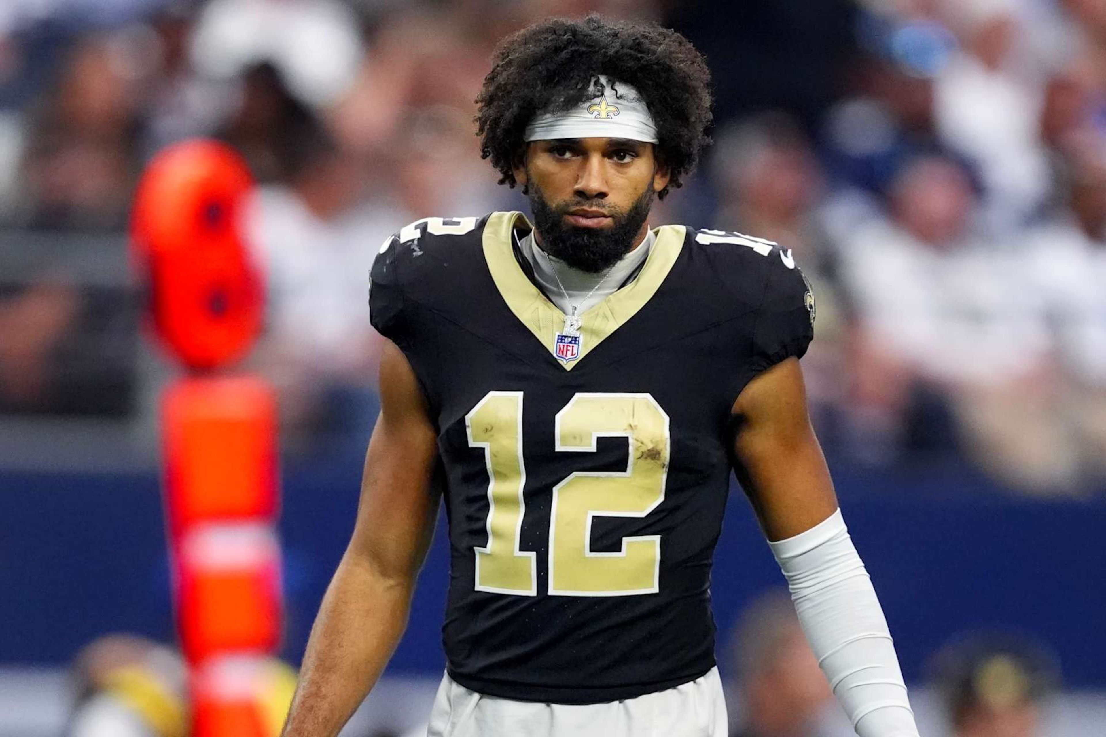 3840x2560 Chris Olave Out for Saints vs. Buccaneers with Concussion Suffered on Fumble
