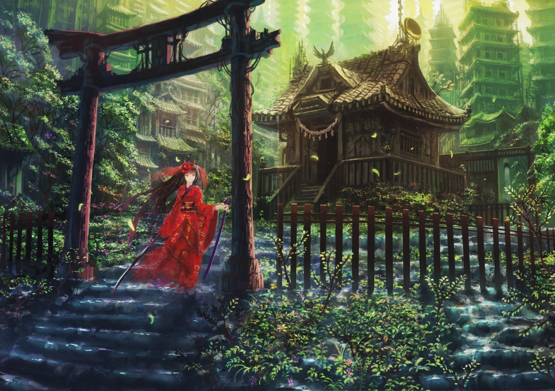 1920x1352 Anime Temple Elegance Ultra HD Wallpaper by 電鬼x6985