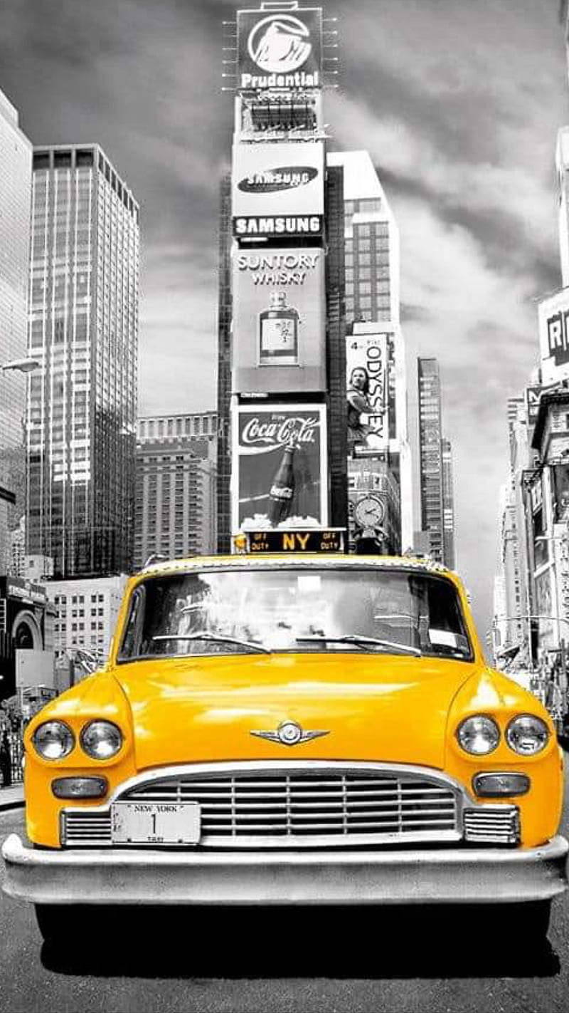 800x1422 Yellow Cab, taxi, vintage, HD phone wallpaper