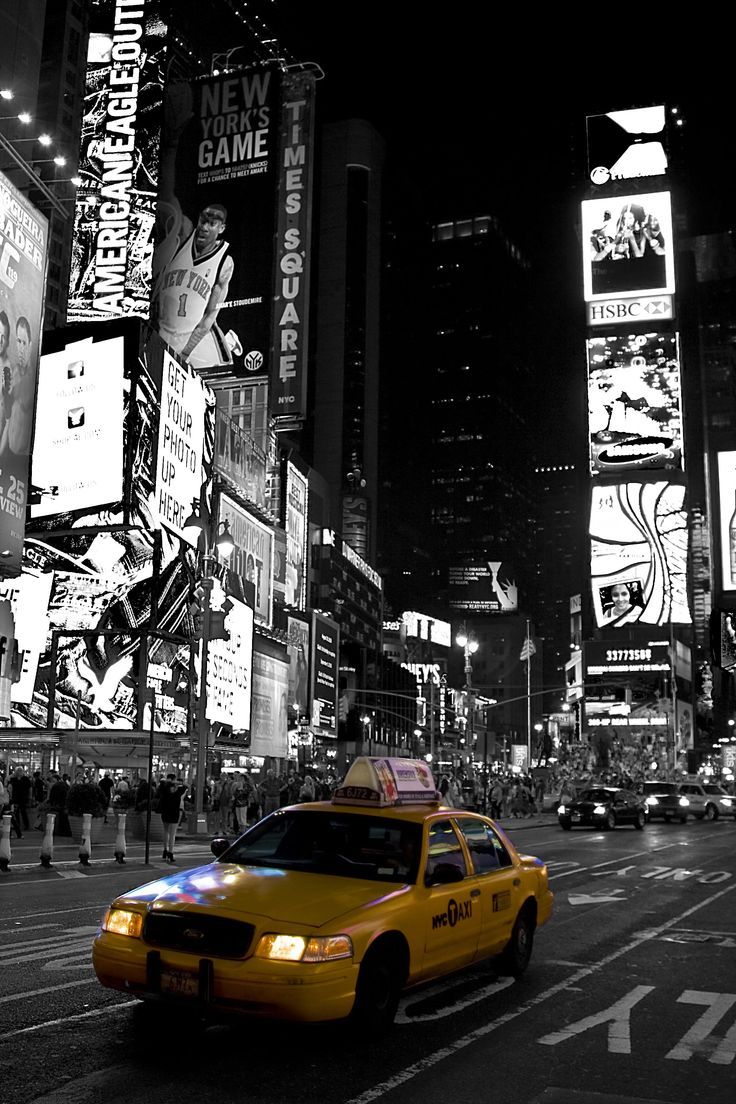 736x1104 New York, Time, Time Square, Black White, new york, yellow cab, travel, building, black