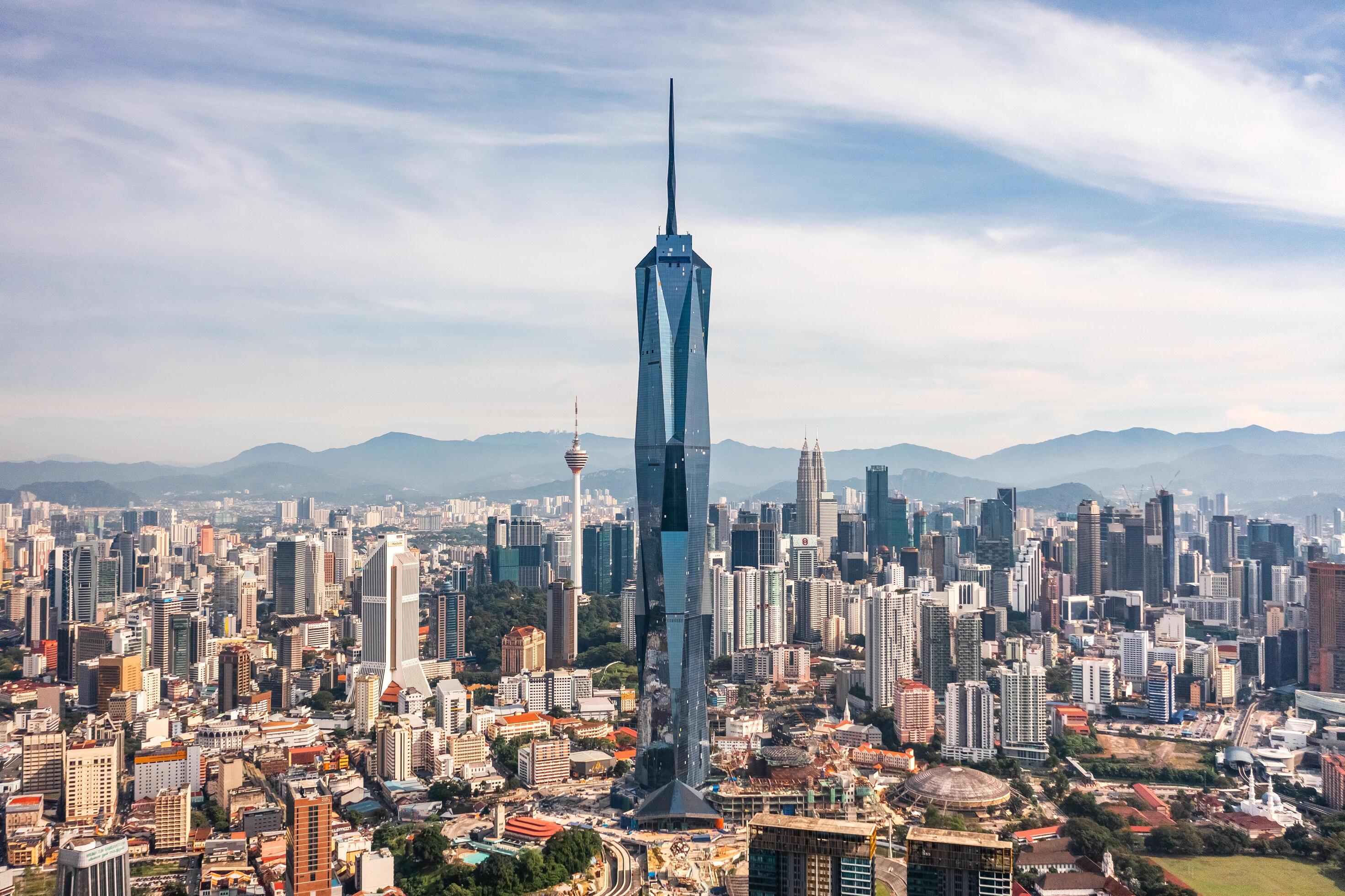 2942x1960 Malaysia, Kuala Lumpur, January 2023 view of Warisan Merdeka Tower. It is one of the tallest buildings in the World
