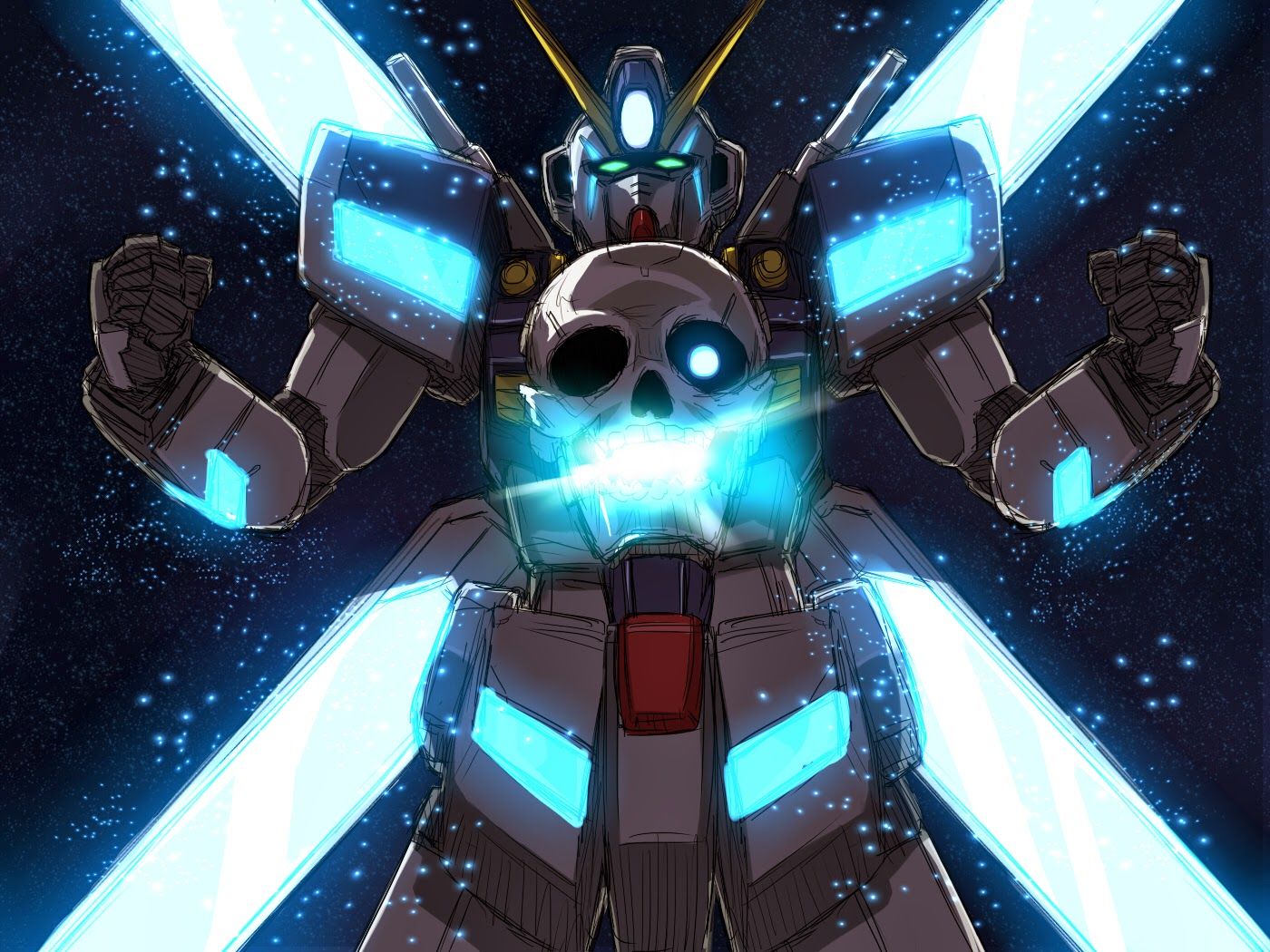 1400x1050 Crossbone Gundam Maoh Satellite Charge Up Wallpaper Image