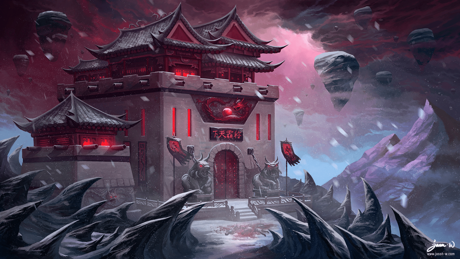 1920x1080 Enchanted Castle: An HD Wallpaper of Oriental Fantasy