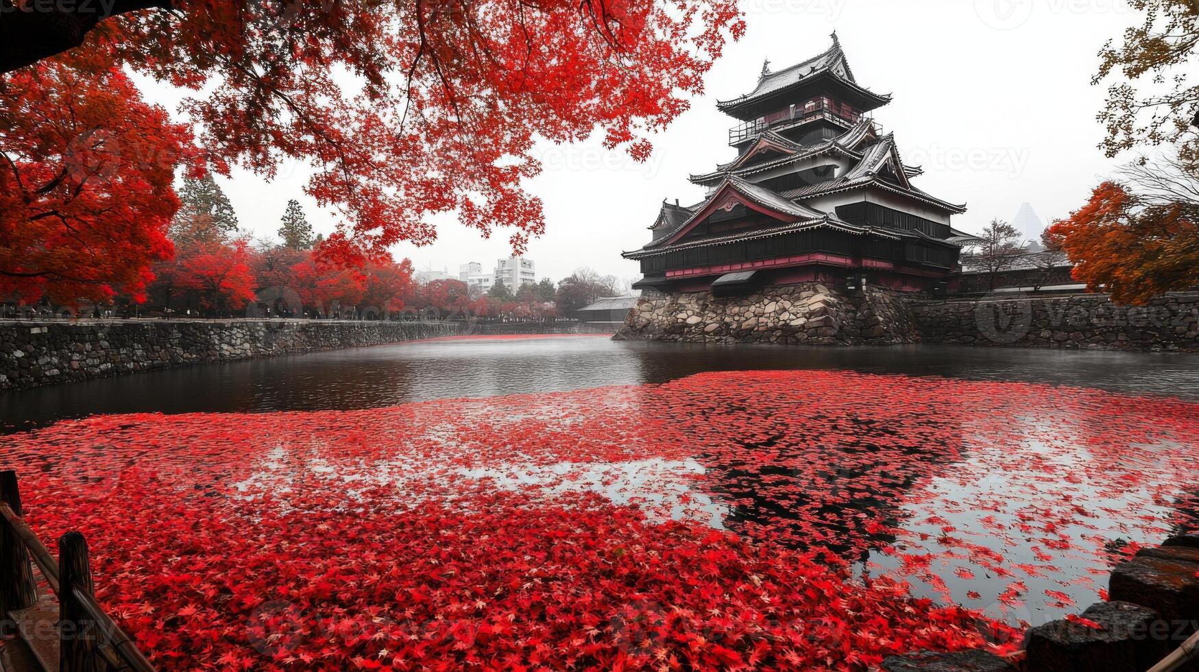 1749x980 Nature background, Nature wallpaper, Japanese castle reflected in a tranquil pond amidst lush gardens and trees under a clear sky