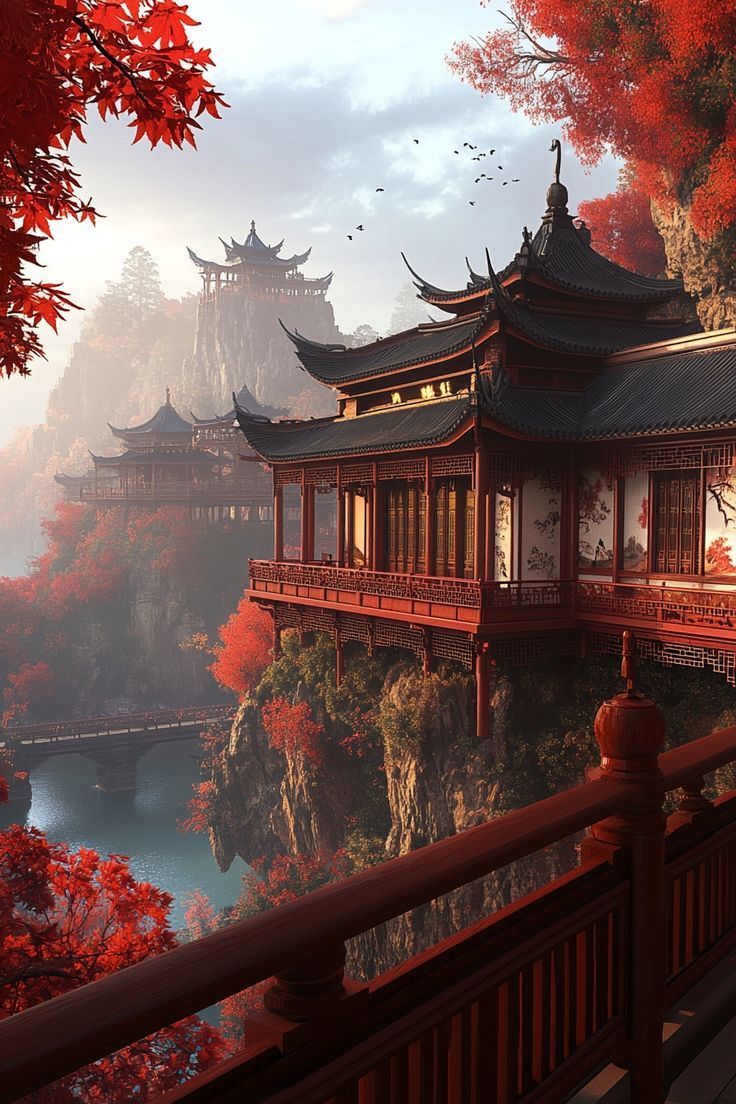 736x1104 Fantasy china. Chinese castle, Asian castle, Asian landscape