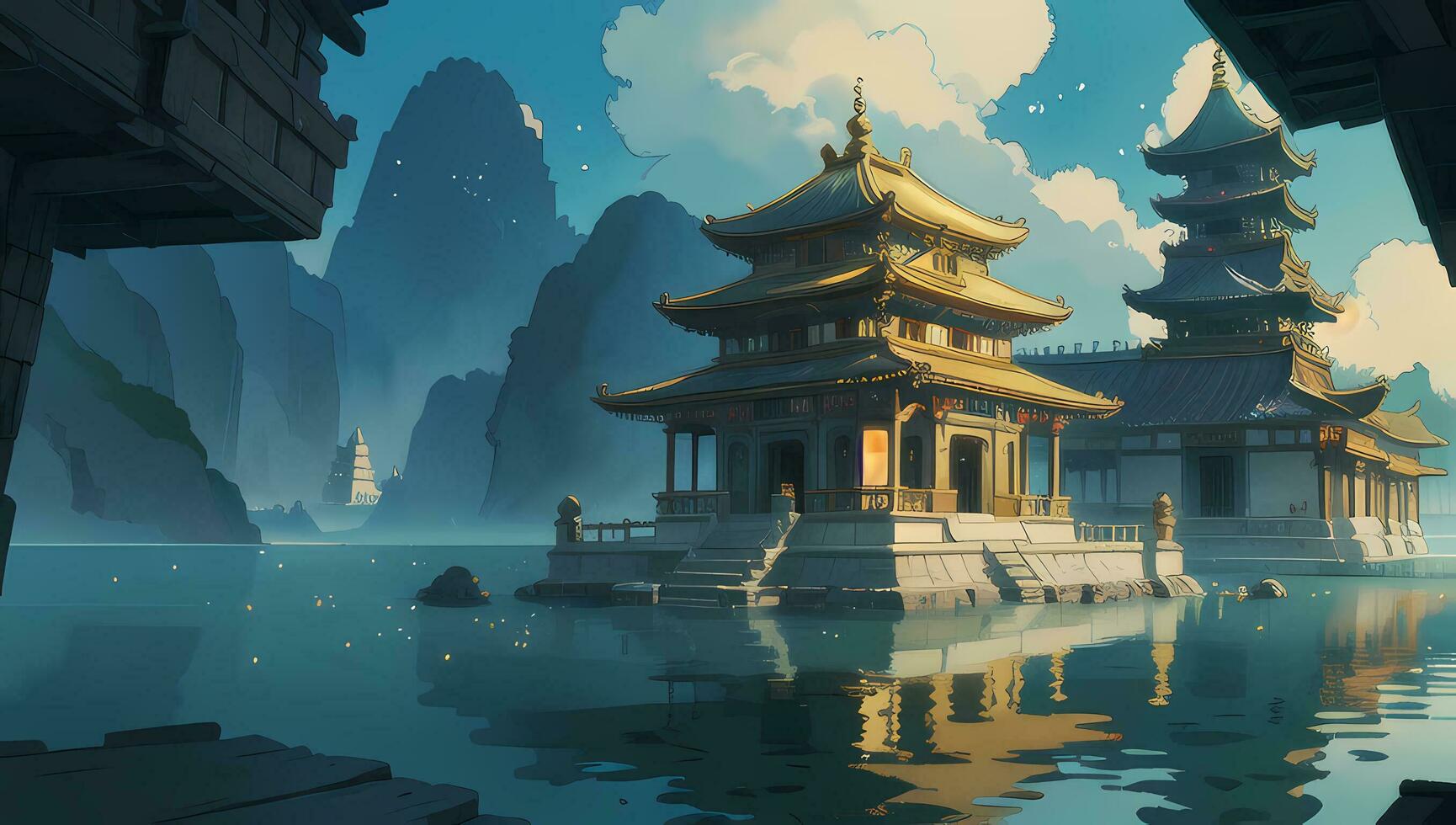 1730x980 Ancient Temple Graphic Novel Anime Manga Wallpaper