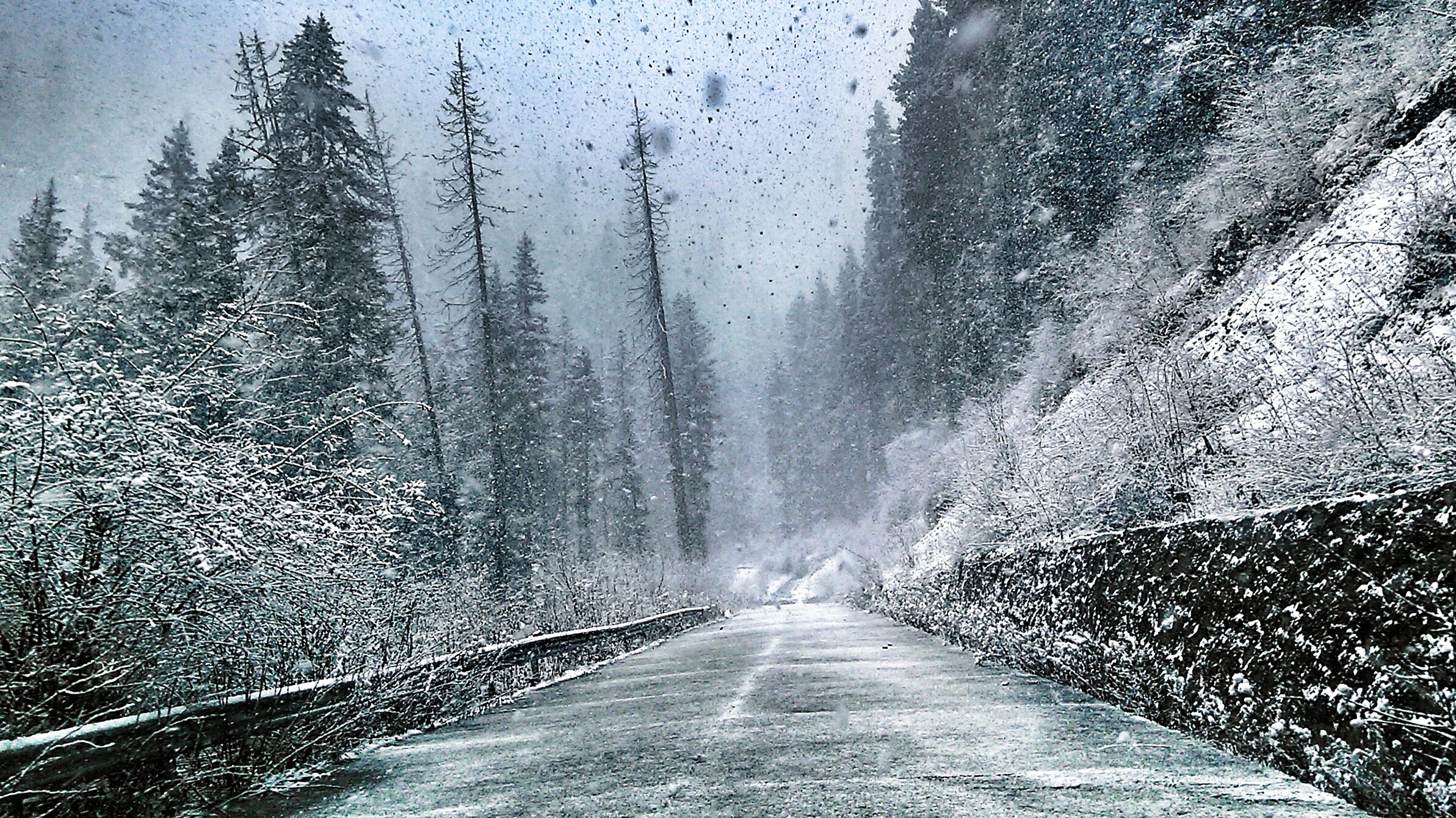 2385x1341 Royalty Free Photo: Snowy Trail Wallpaper