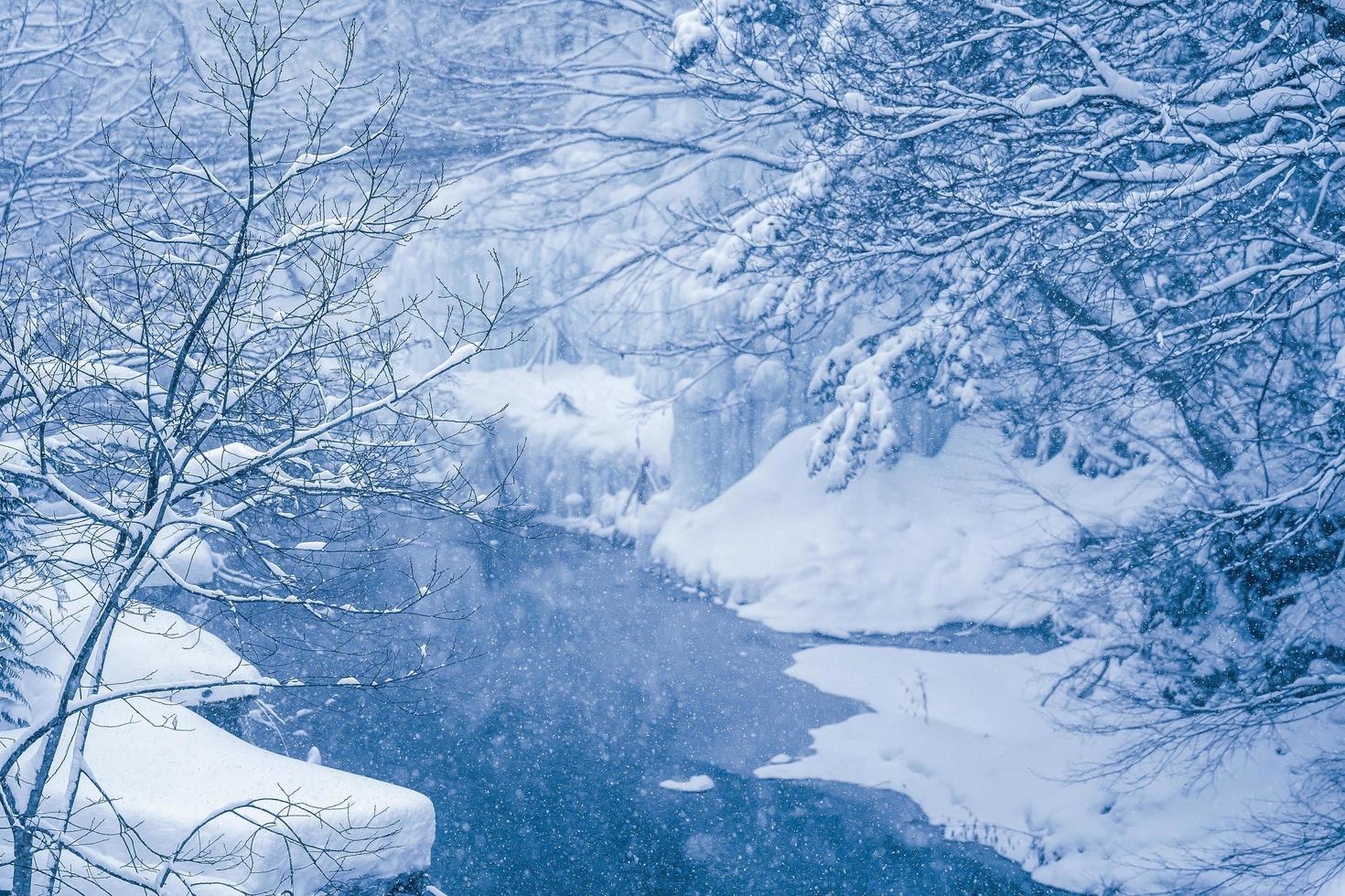 1470x980 heavy snow at the river in Heike No Sato Village in Tochigi Prefecture, Nikko City, JAPAN