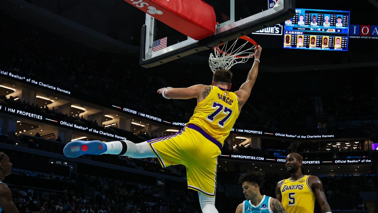 1296x729 Lakers teammates poke fun at Luka Doncic after rare dunk