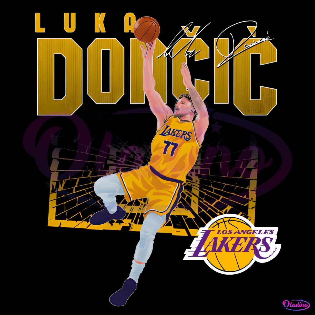 1200x1200 Luka Doncic Los Angeles Lakers Shattered Png
