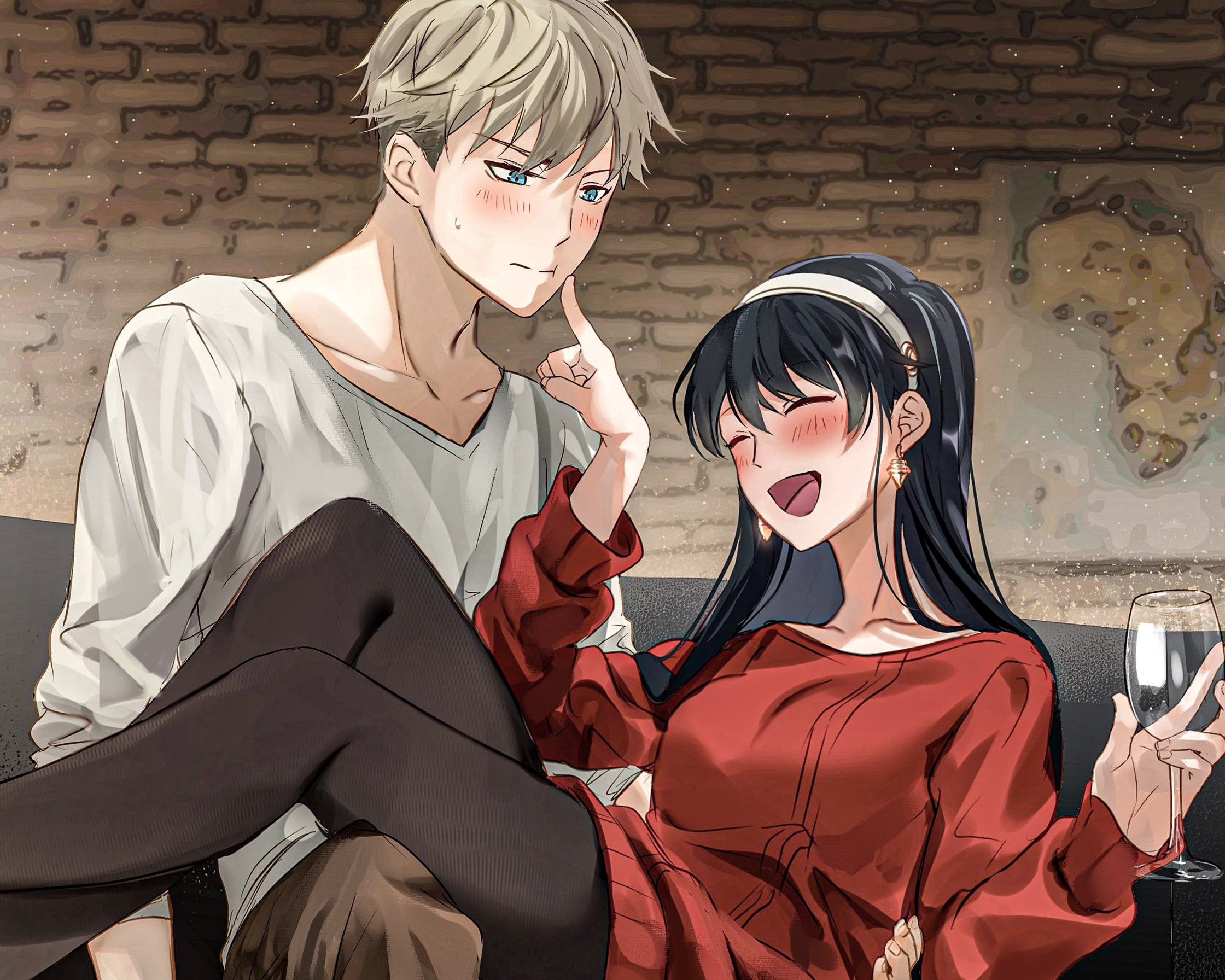 2240x1792 Spy x Family HD Wallpaper: Playful Moments with Loid & Yor Forger by えとx1792