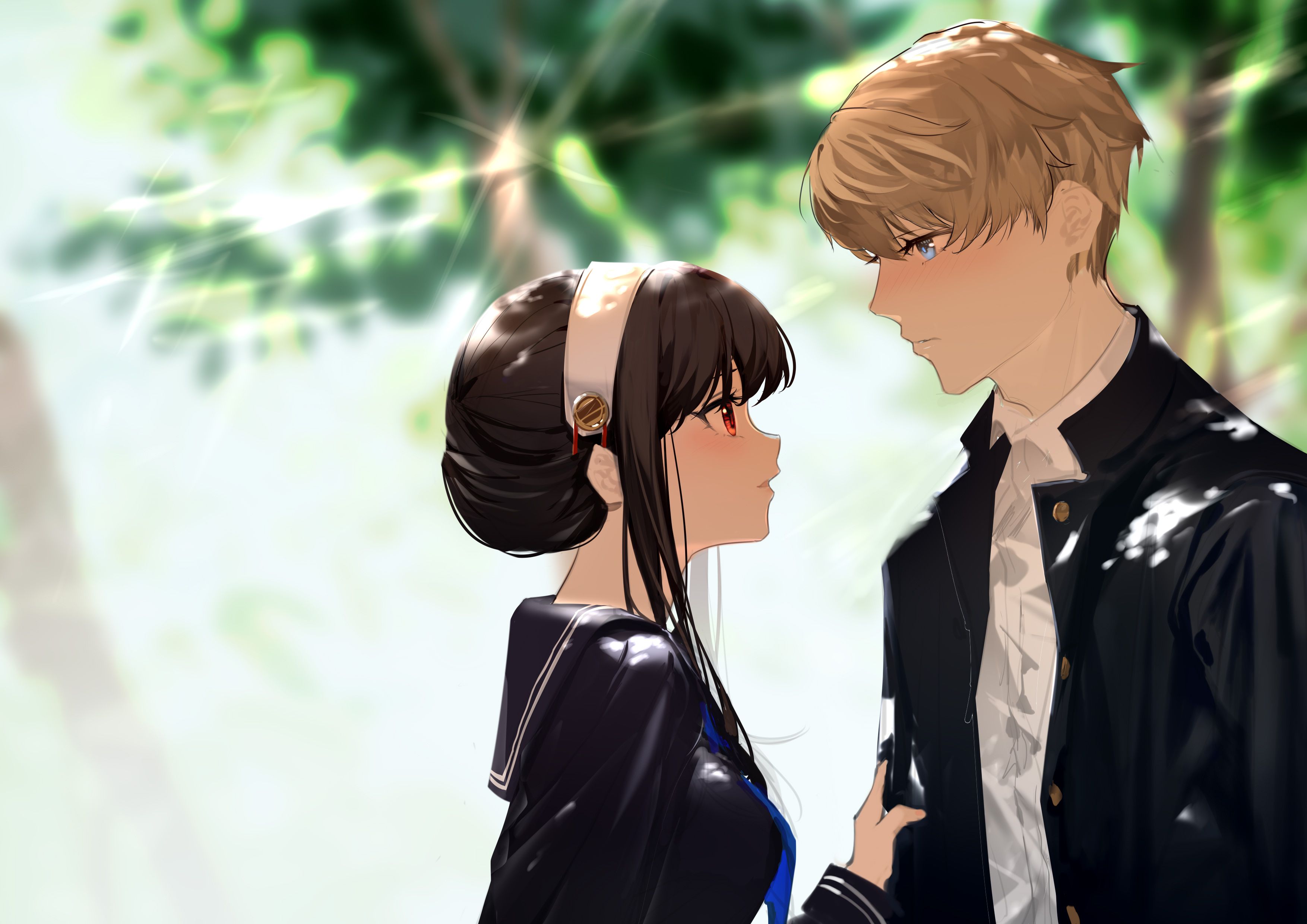 3508x2480 Spy x Family HD Wallpaper: Loid & Yor's Intense Moment in Anime Style by 蜂群思维-可接稿x2480