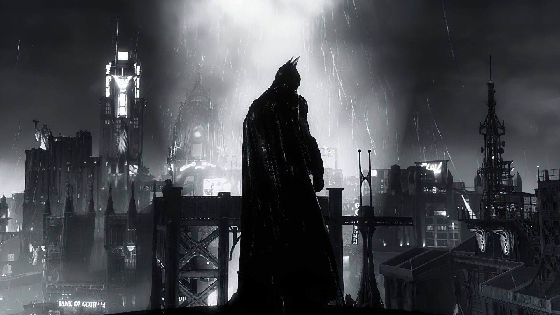 1920x1080 Batman 4K Ultra HD: Dark Knight Over Gotham Skyline Comics Epic Wallpaperx2160