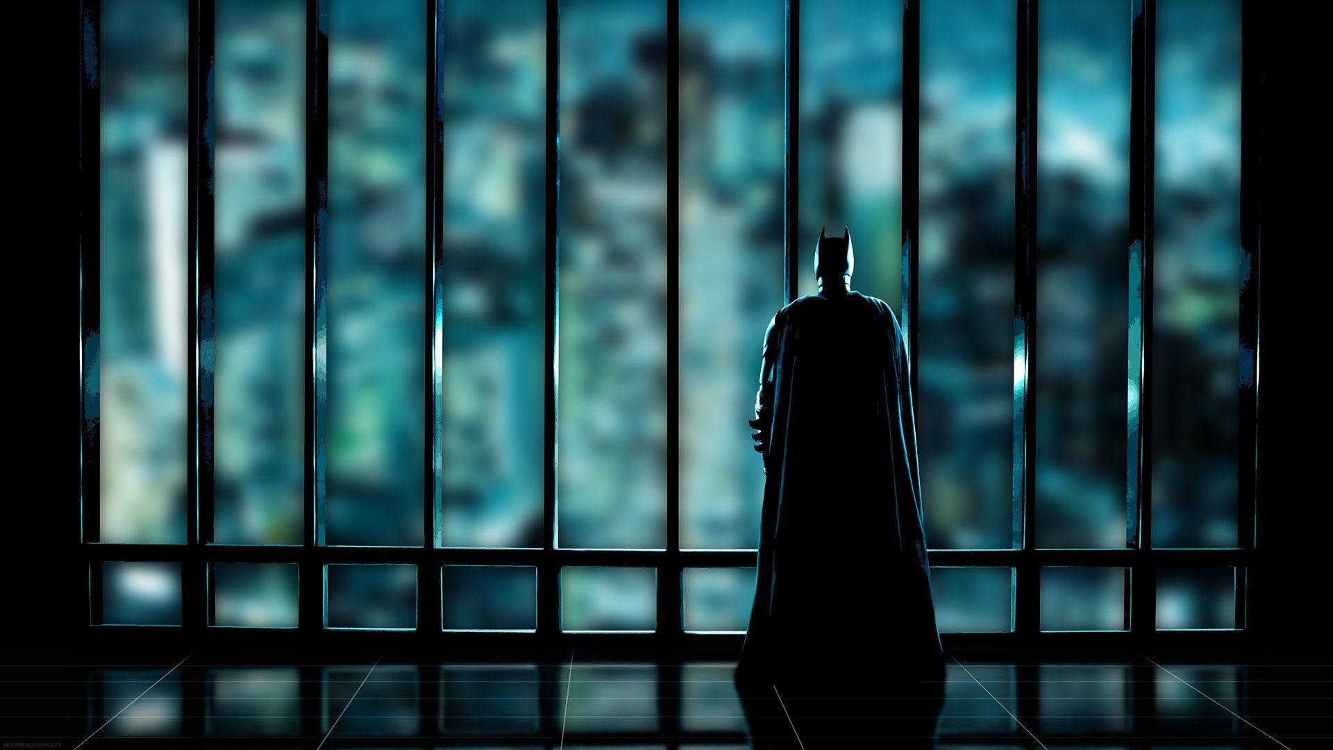1920x1080 batman, Silhouettes, Superheroes, Gotham, City, Window, Panes Wallpaper HD / Desktop and Mobile Background
