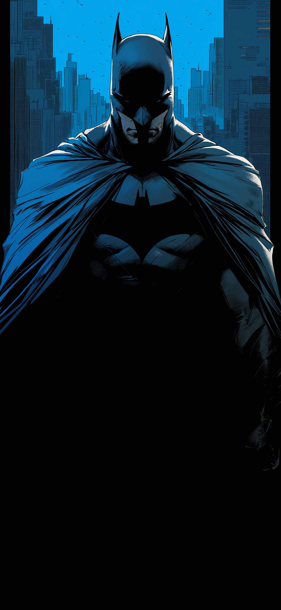 1180x2554 Batman Silhouette Dark Cityscape Wallpaper DC Wallpaper