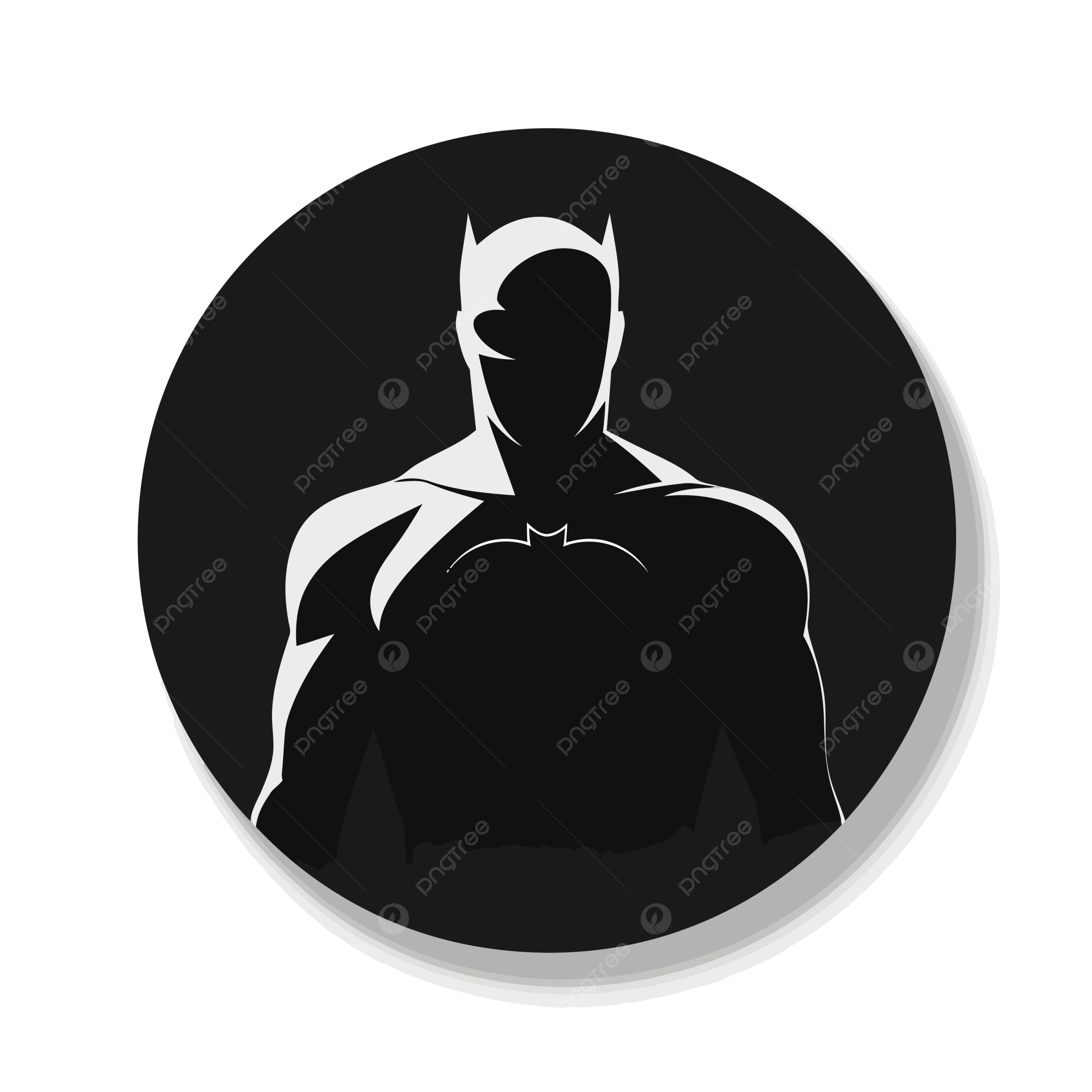 2500x2500 Batman Silhouette In Circle Vector, A Simplistic Black Icon Of Superheroe On A White Background, No Shadows, Small Centered In Frame PNG and Vector with Transparent Background for Free Download