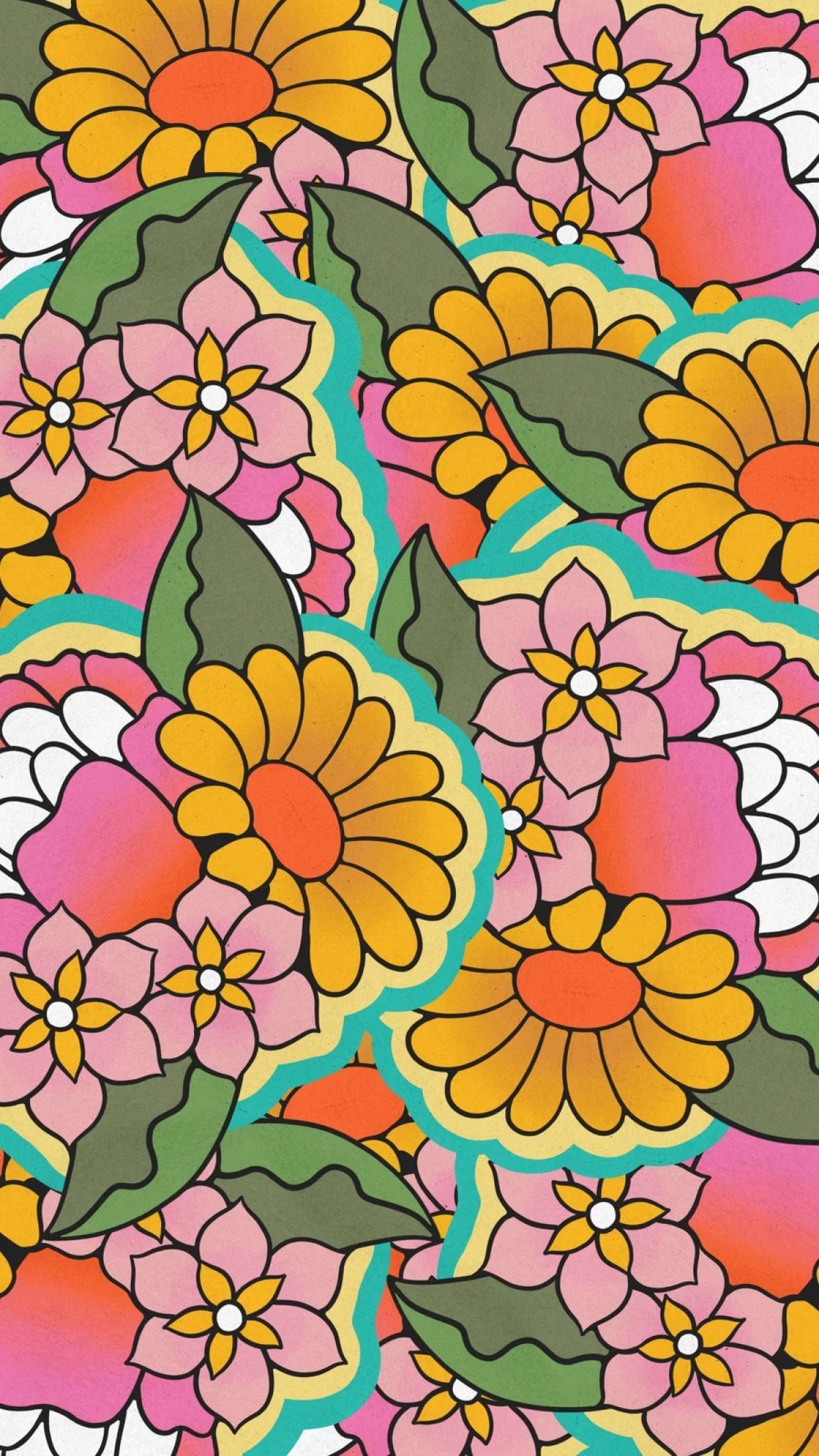 1200x2133 90s Y2K Style Flowers Pattern