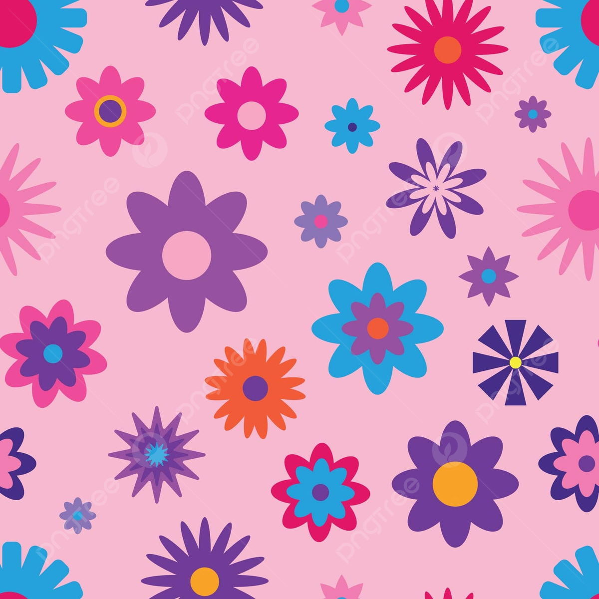 1200x1200 Retro Flower Power Playful Y2k Floral Pattern Backdrop Vector, Aesthetic, Daisy, Spring Illustration Background And Wallpaper For Free Download