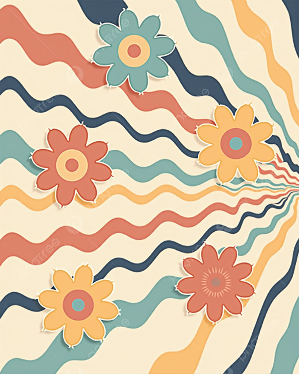 1200x1500 Cool Groovy Daisy Flowers Poster In Y2k Style Background Wallpaper Image For Free Download